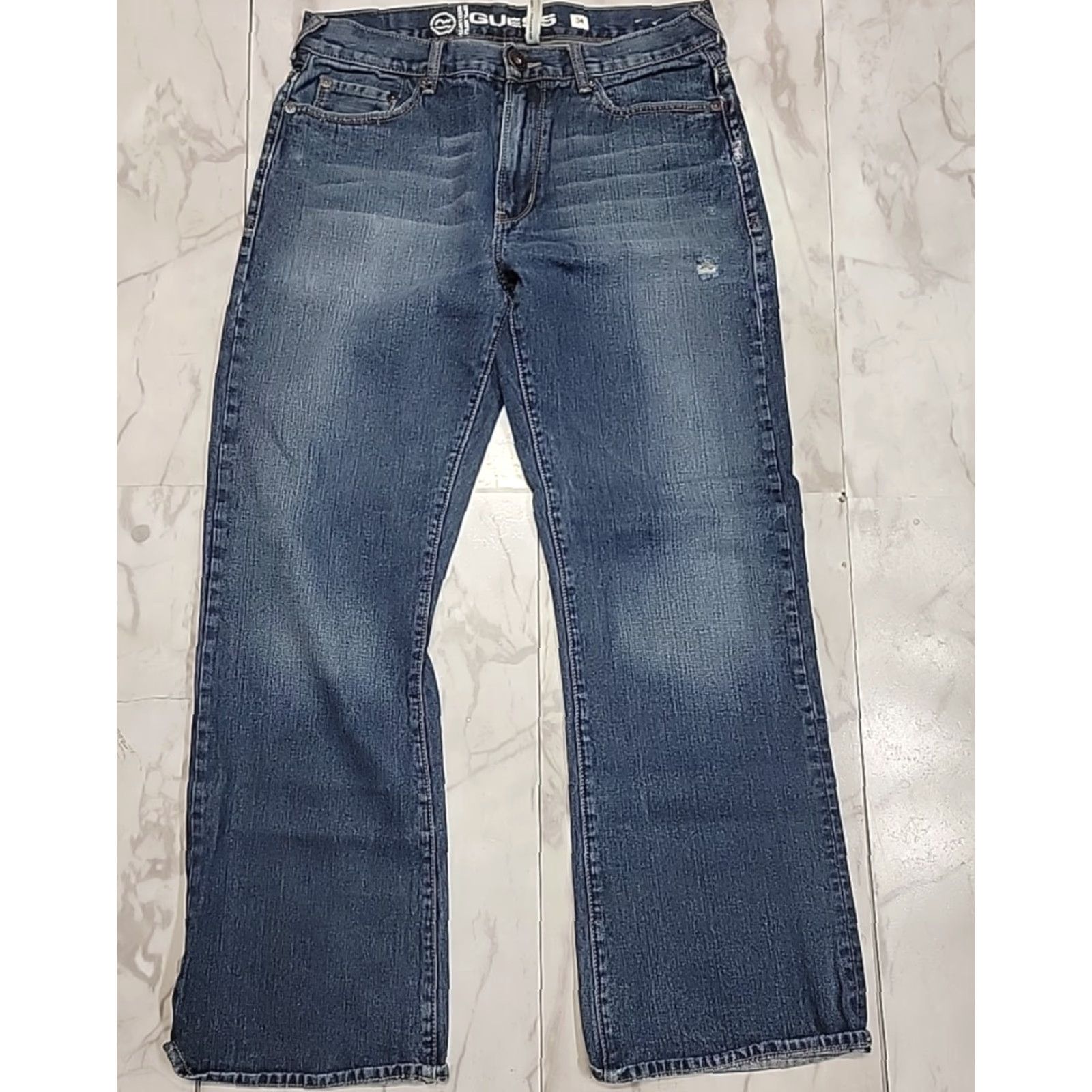 VINTAGE Guess Jeans Dean Relaxed Fit Denim Jeans Men's 34x32 Blue Regular Adult Jeans 90s Cowboy Logo Mens