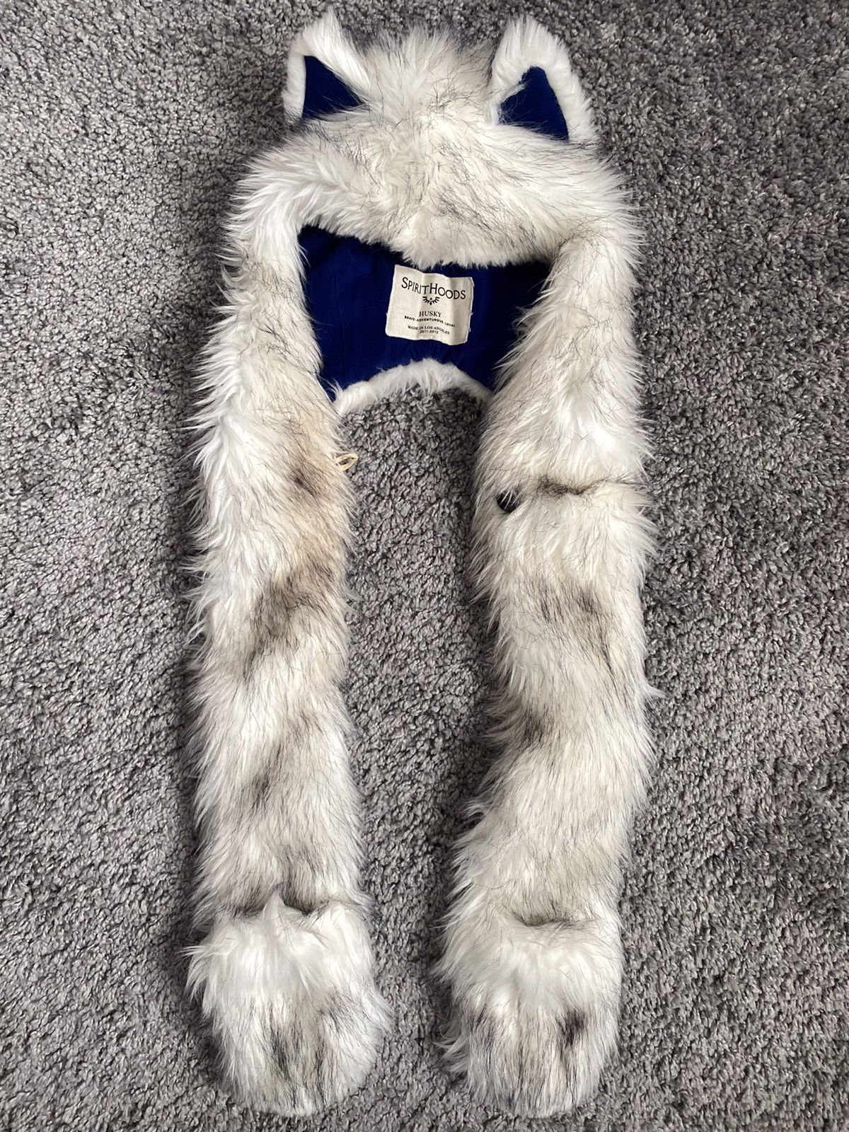 image of Archival Clothing x Avant Garde Spirit Hoods Fur Fuzzy Mohair Cat Ushanka Hat in Grey, Men's