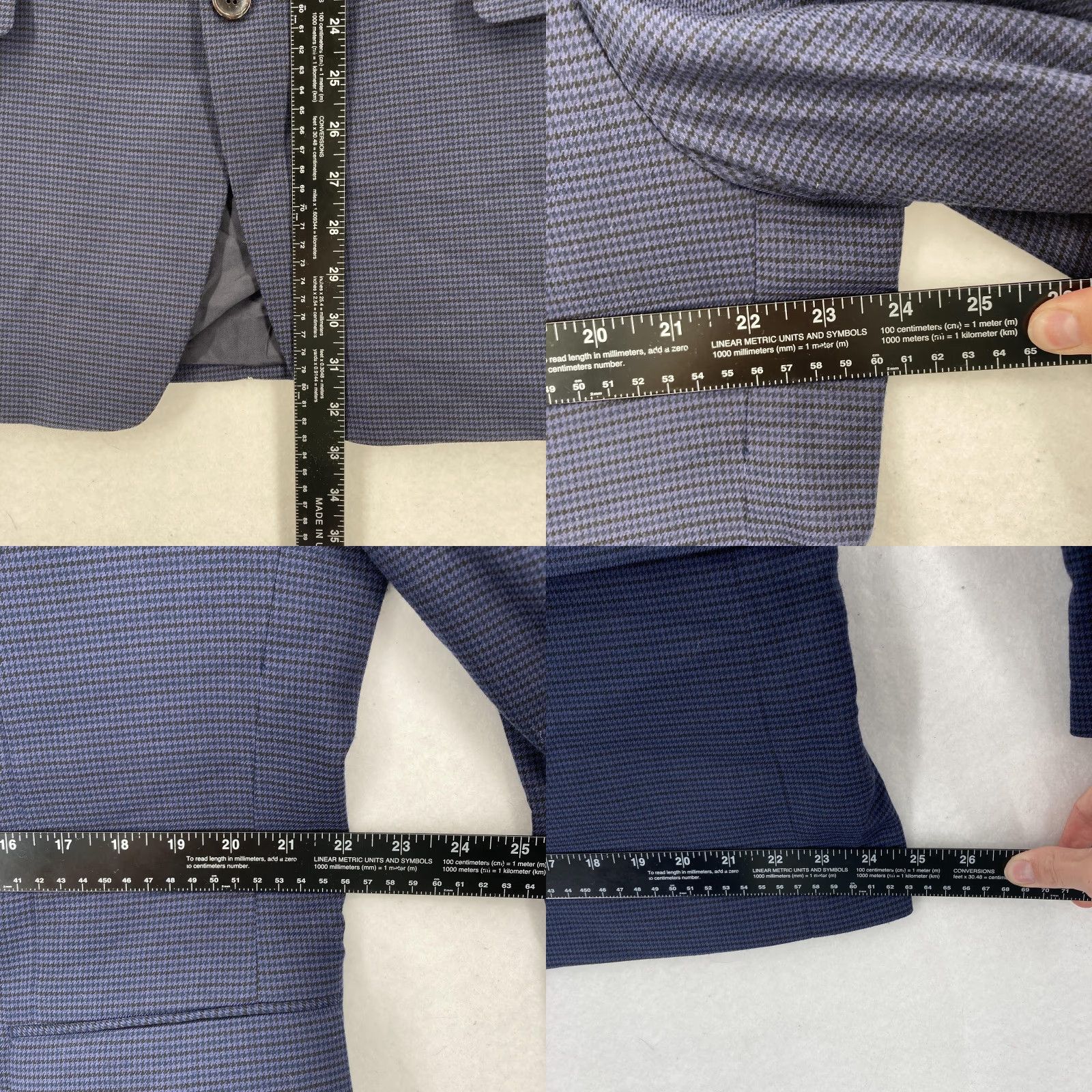 Ralph Lauren Lauren Ralph Lauren Blazer Mens 44L Dark Blue Houndstooth Two Button Black Label Size 44R - 8 Thumbnail