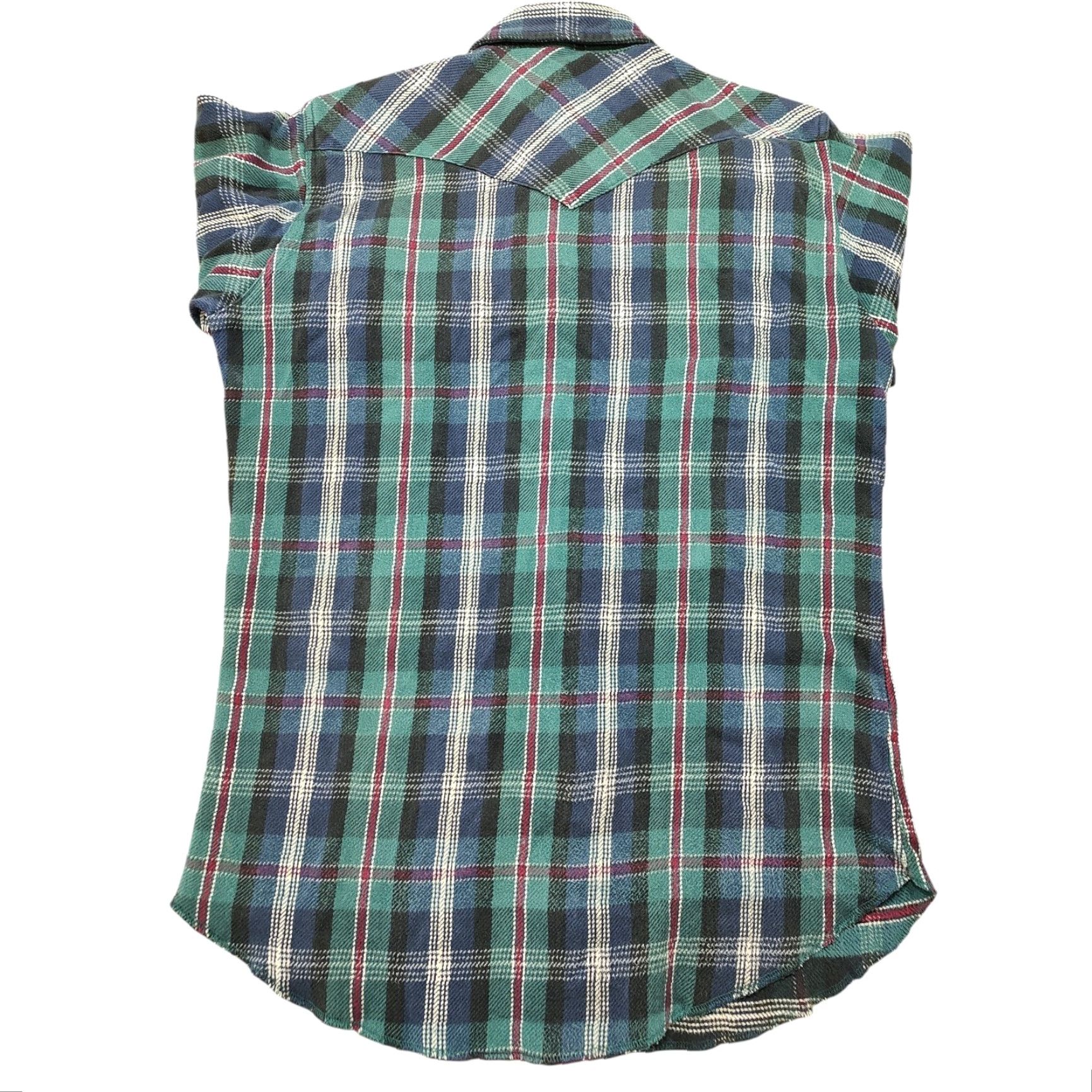 Wrangler VINTAGE Wrangler Shirt L 44 in Green Plaid Thick Flannel Pearl Snap Western Cowboy Size US L / EU 52-54 / 3 - 3 Thumbnail