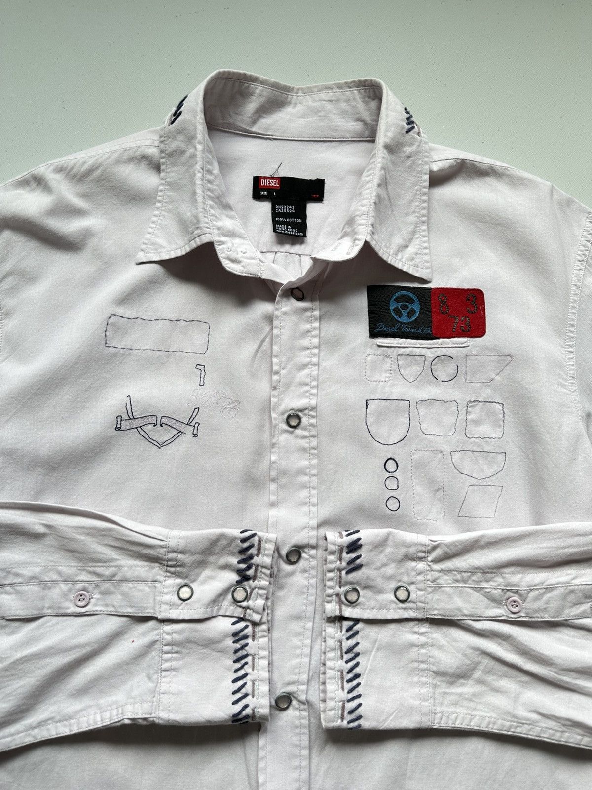 Diesel Vintage Y2k Diesel Patckwork Button Up Shirt Size US L / EU 52-54 / 3 - 5 Thumbnail
