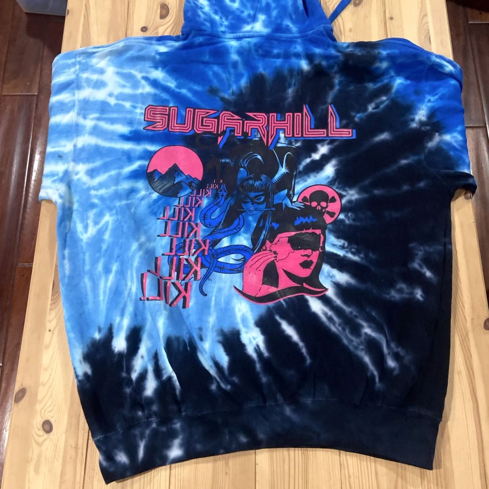 Vintage VINTAGE? Sugarhill Men’s XL Blue Tie dye Dreams Hoodie Sweatshirt Men Pullover Hooded Graphic Print Pockets Cotton Size US XL / EU 56 / 4 - 7 Thumbnail