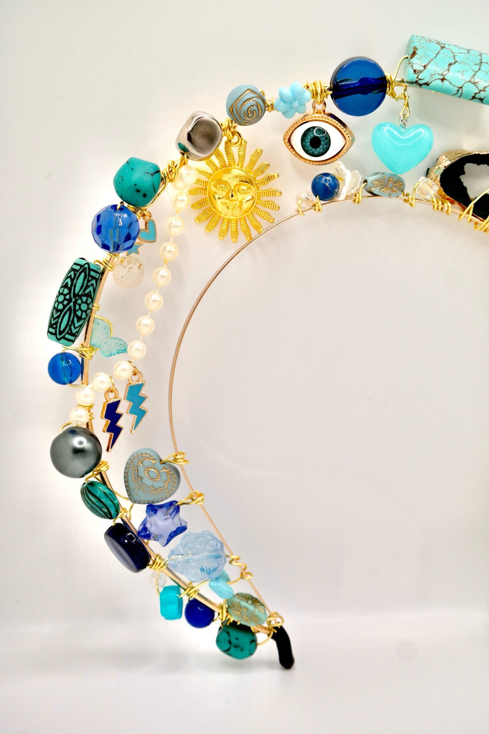 Handmade Fit For A Mermaid Blue & Gold Headpiece Size ONE SIZE - 3 Thumbnail