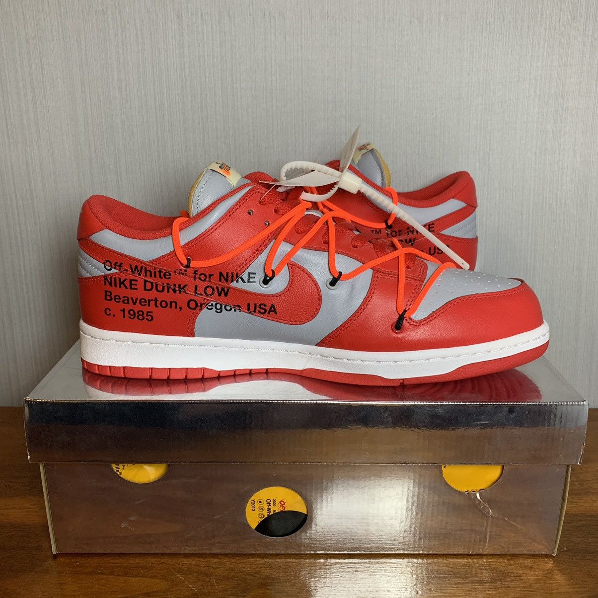 Nike × Off-White × Virgil Abloh Off-White Nike Dunk Low University Red Size US 12 / EU 45 - 13 Thumbnail