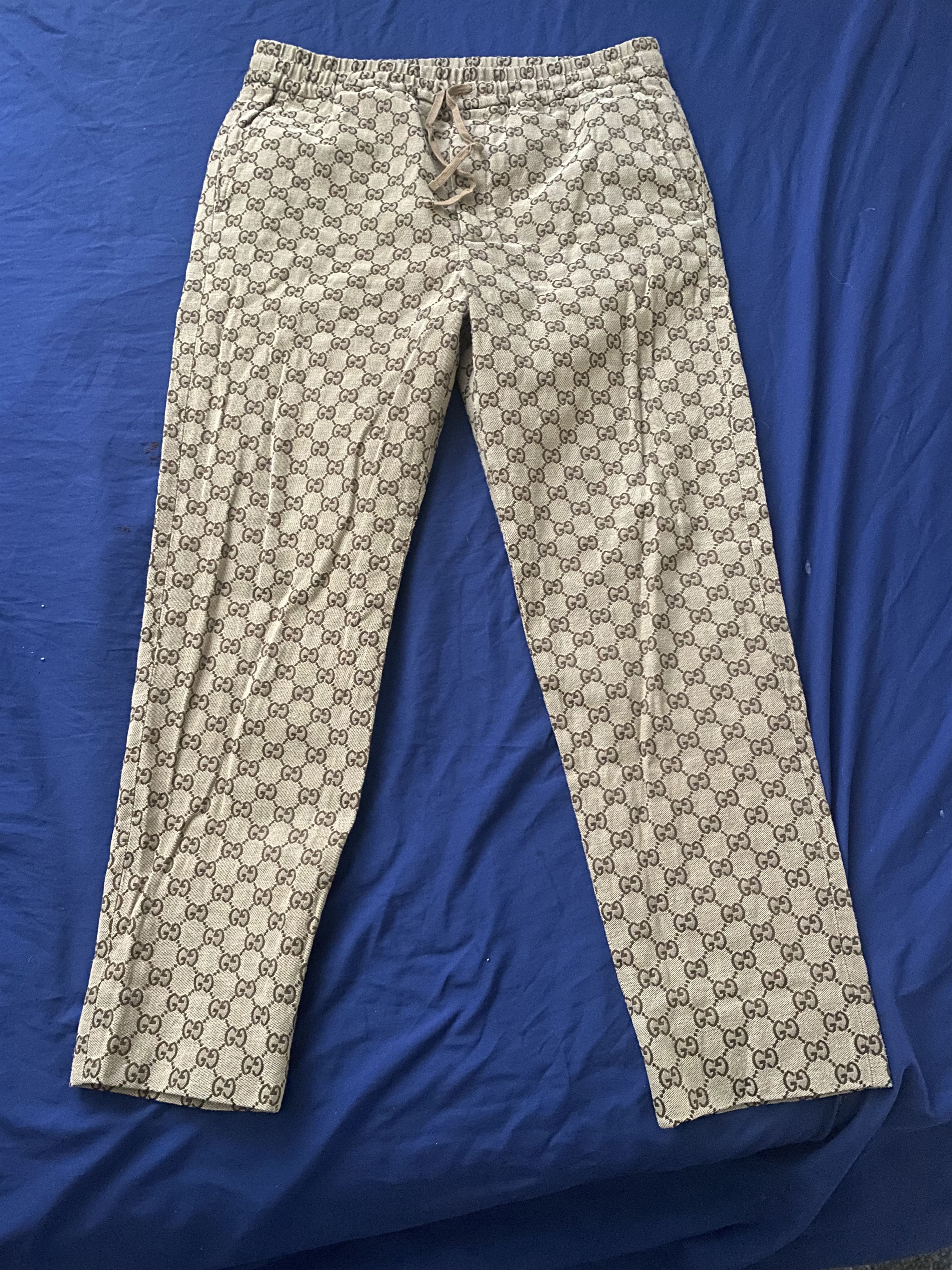 Gucci GUCCI GG BEIGE CANVAS JACQUARD PANTS Size US 32 / EU 48 - 1 Thumbnail