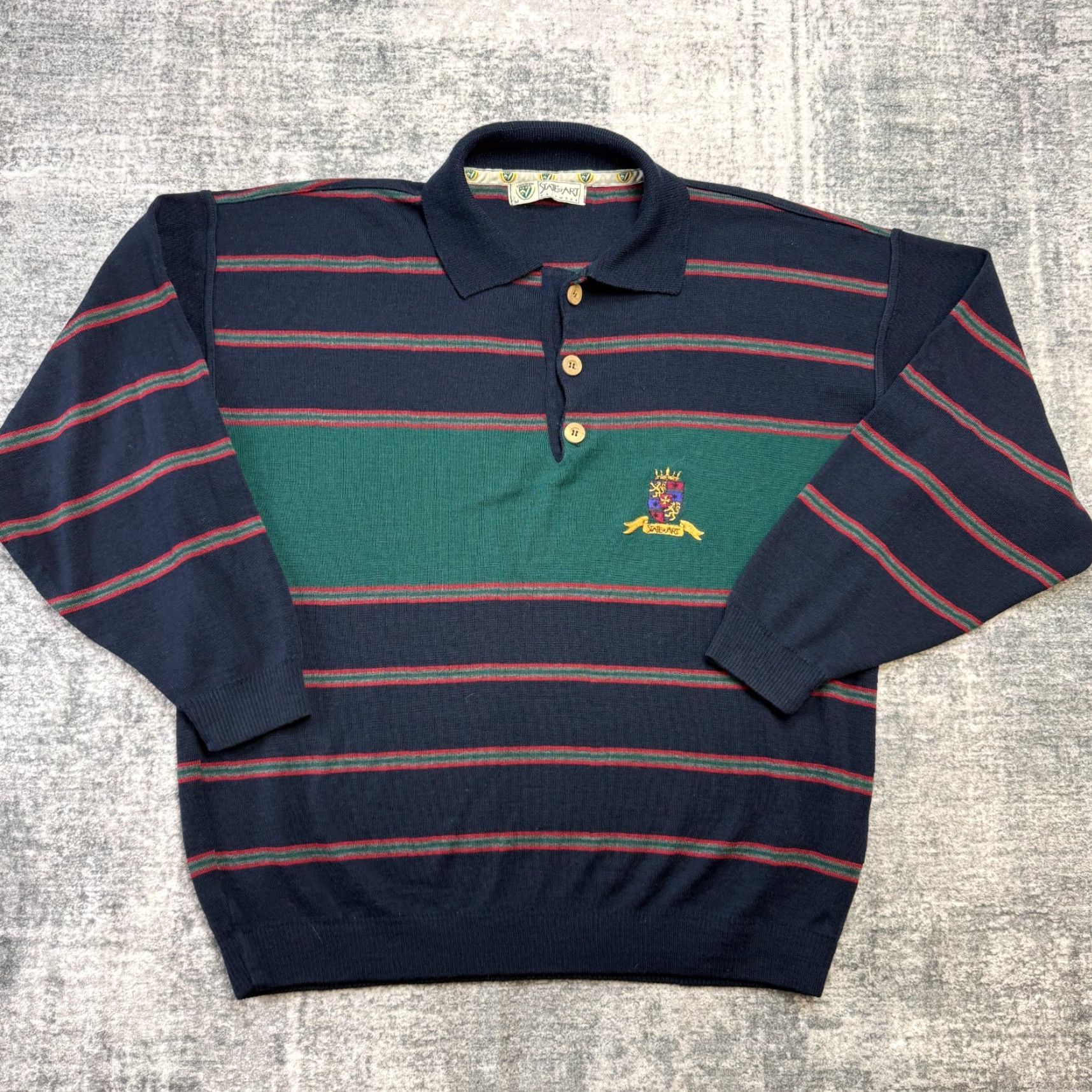 Vintage VINTAGE State of Art Sweater Shirt Men M Navy Striped Knit Pullover Crew Neck Wool Acrylic Knit Reg Regular Fall Winter Spring Mens Size US M / EU 48-50 / 2 - 2 Thumbnail