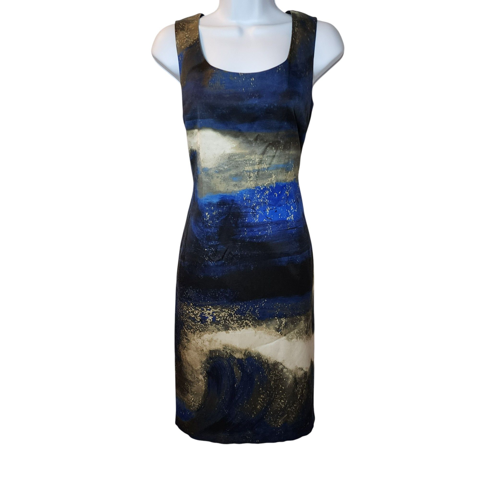 Lafayette 148 Sheath Abstract Blue Black Gold Size 4 Lafayette 148 Size S / US 4 / IT 40 - 6 Thumbnail