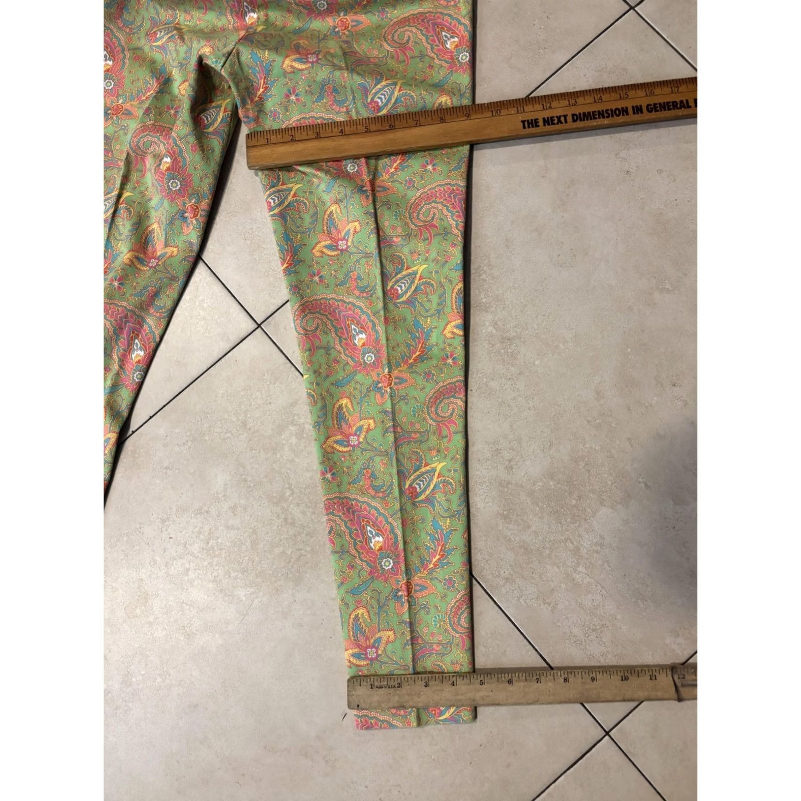Ralph Lauren Lauren Ralph Pants Womens 2P Green Paisley Print Ankle Twill Stretch Size 26" / US 2 / IT 38 - 7 Thumbnail