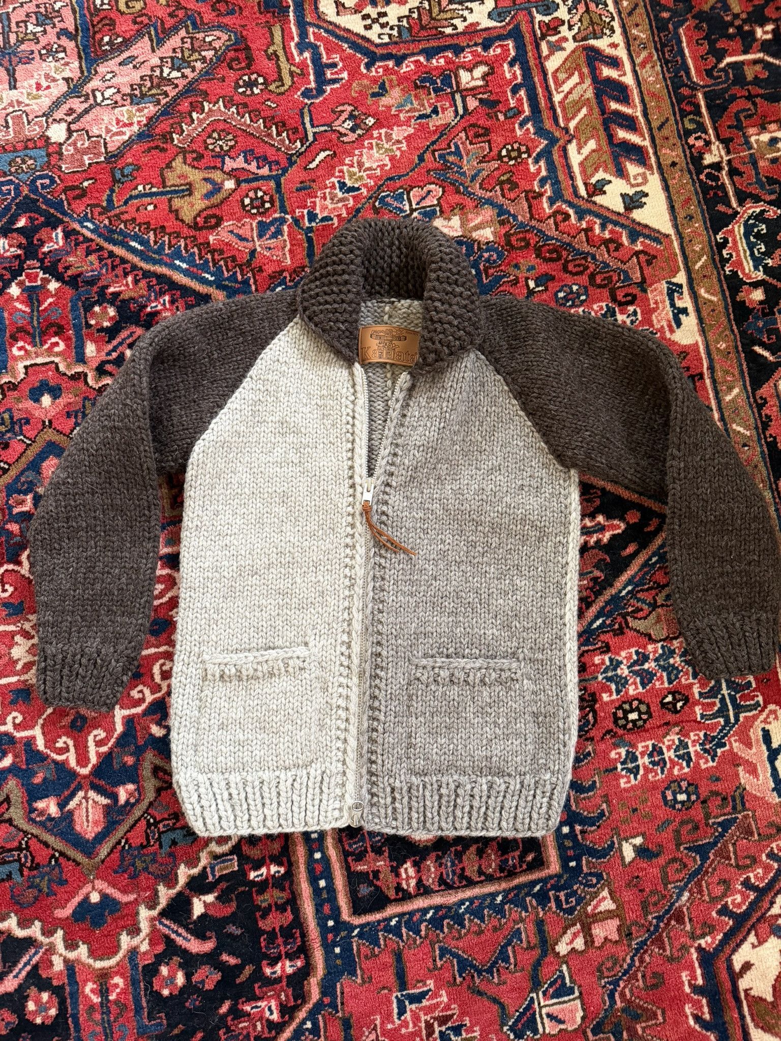 Kanata Hand Knits Hand-knit color-blocked Cowichan cardigan x NMWA Size US S / EU 44-46 / 1 - 1 Thumbnail
