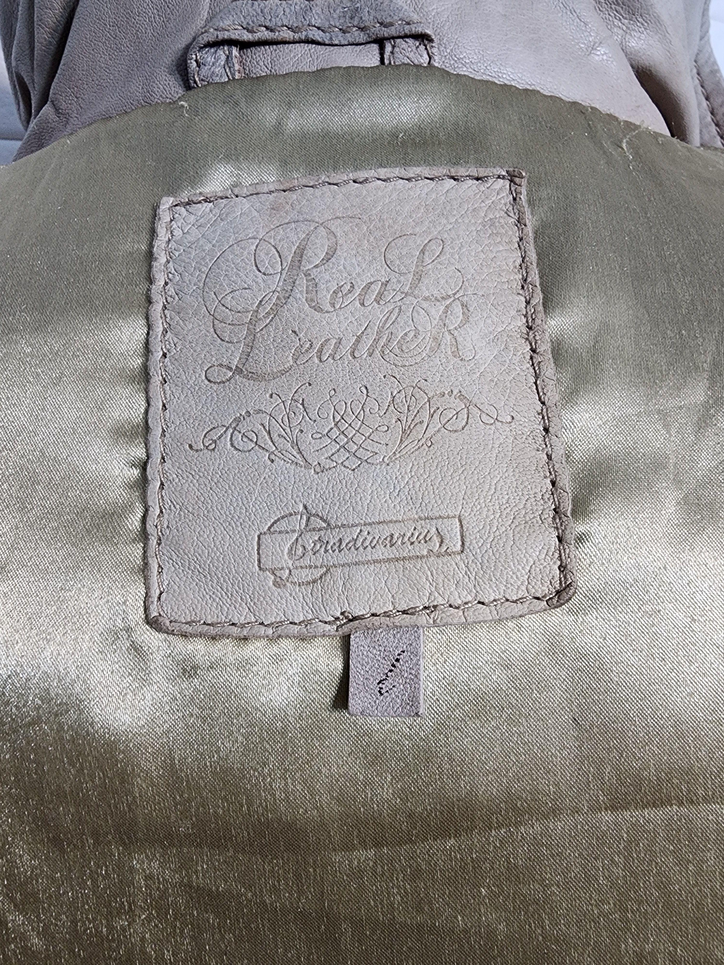 Genuine Leather Beige Leather Jacket: Women's Metal Button Front, Pockets Size M / US 6-8 / IT 42-44 - 8 Thumbnail