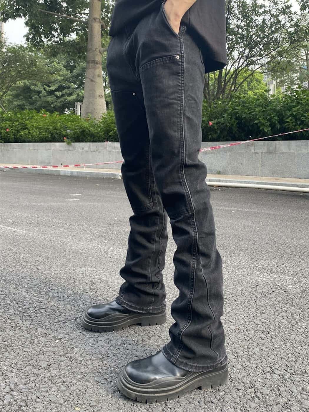 patchwork bootcut punk utility jeans