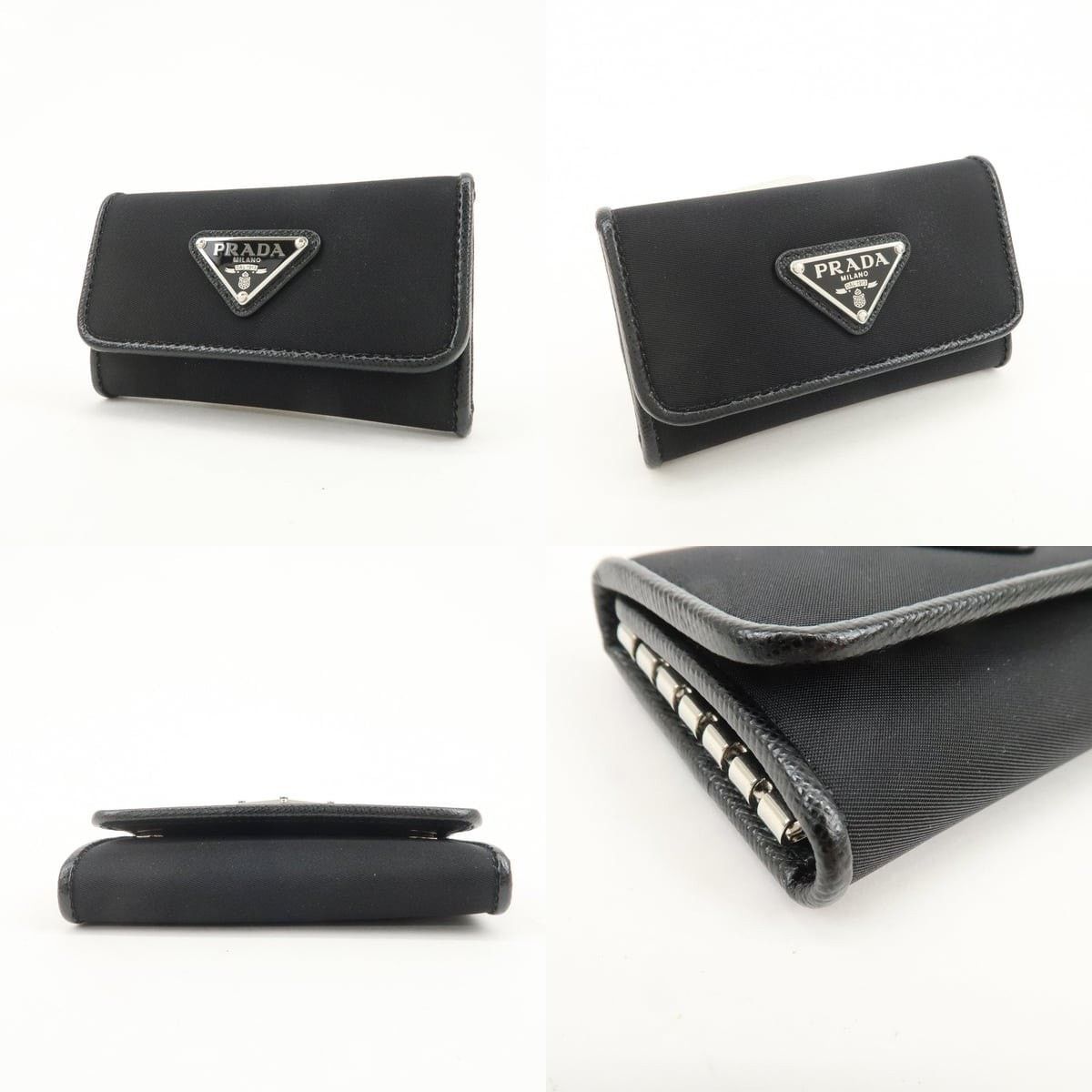 Prada Prada Triangle Logo Nylon Key Holder Black Size ONE SIZE - 3 Thumbnail