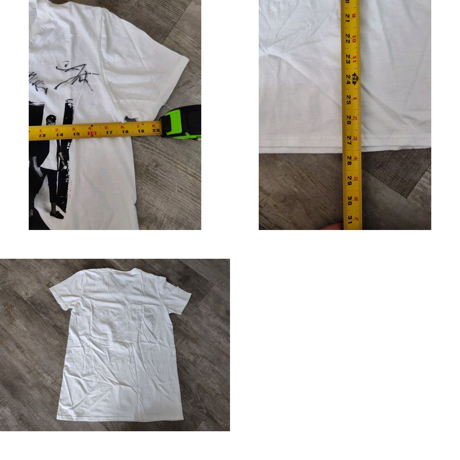 Gildan Gildan T-Shirt Unisex Adults Medium White Band Autographed Pop V-Neck Short Sleeve Cotton Size US M / EU 48-50 / 2 - 8 Thumbnail