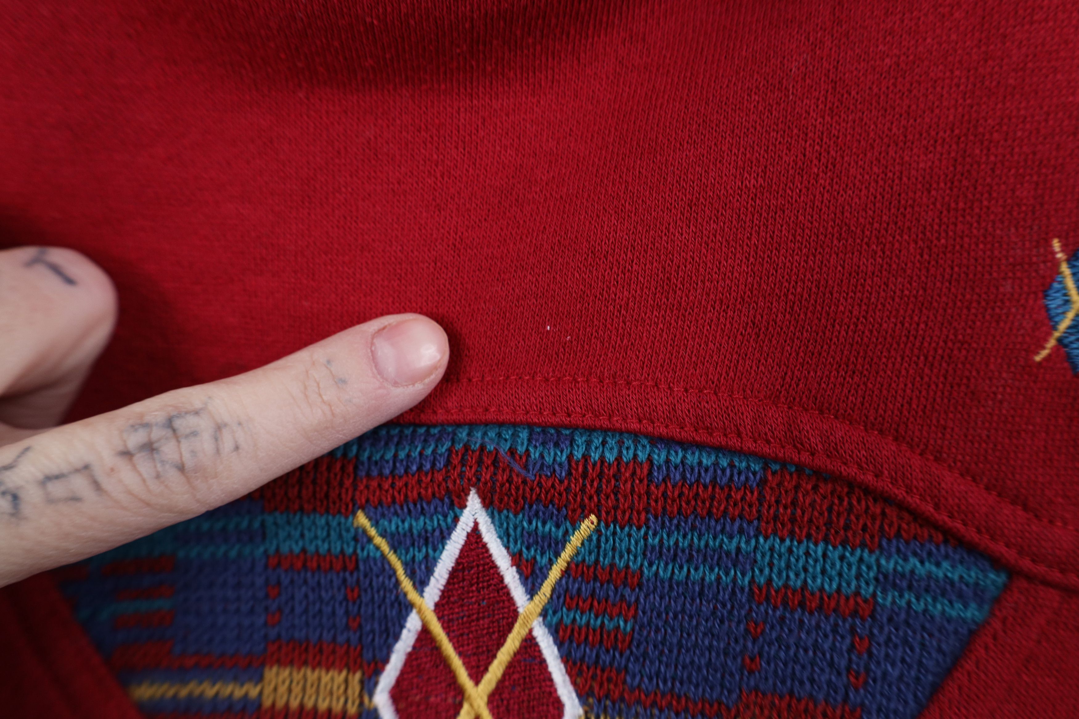 Vintage Vintage 90s Streetwear Argyle Mock Neck Sweatshirt Red Size M / US 6-8 / IT 42-44 - 5 Thumbnail