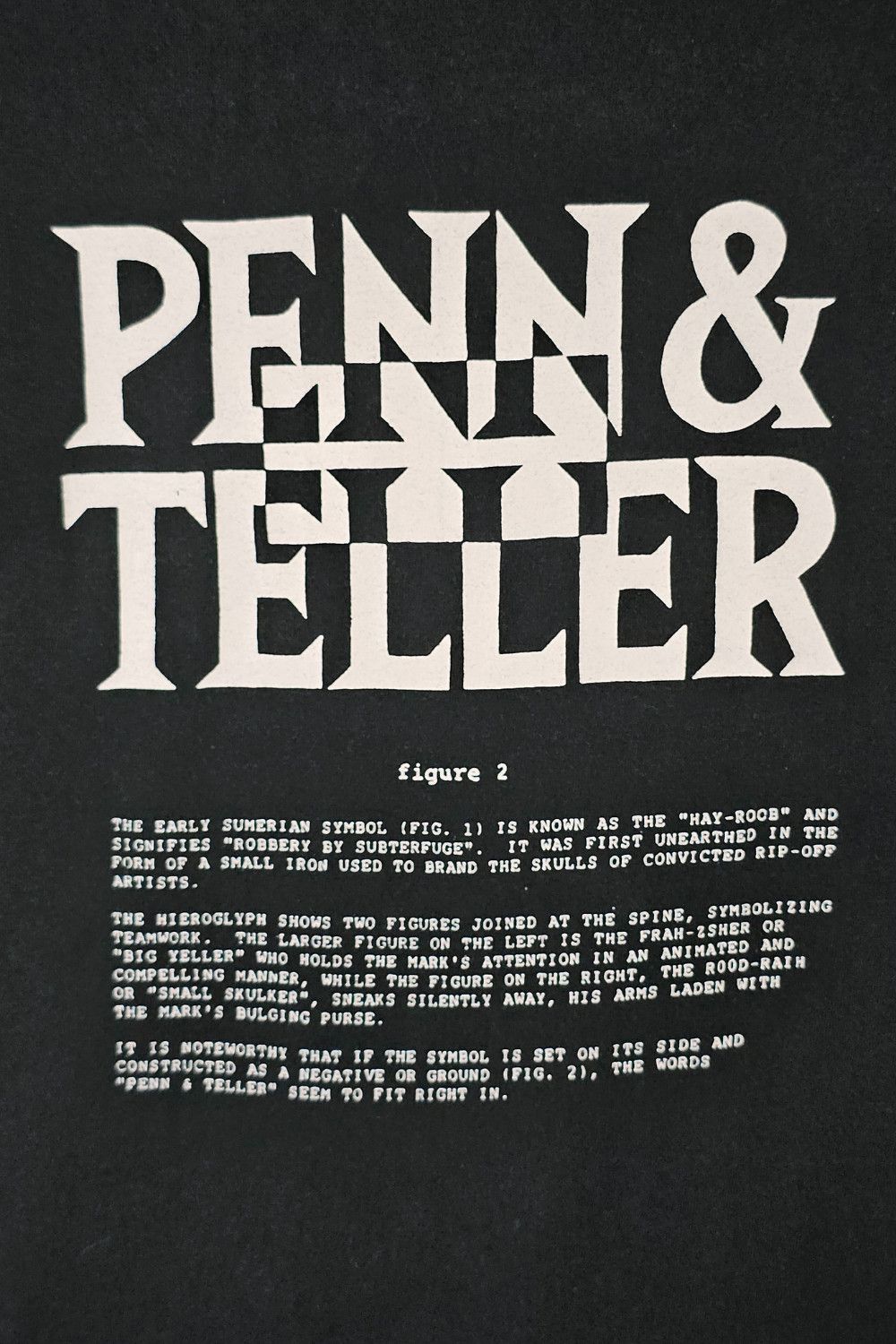 Fruit Of The Loom 1990s Penn & Teller “Figure 1 / Figure 2” Tee - XL - USA Size US XL / EU 56 / 4 - 8 Thumbnail