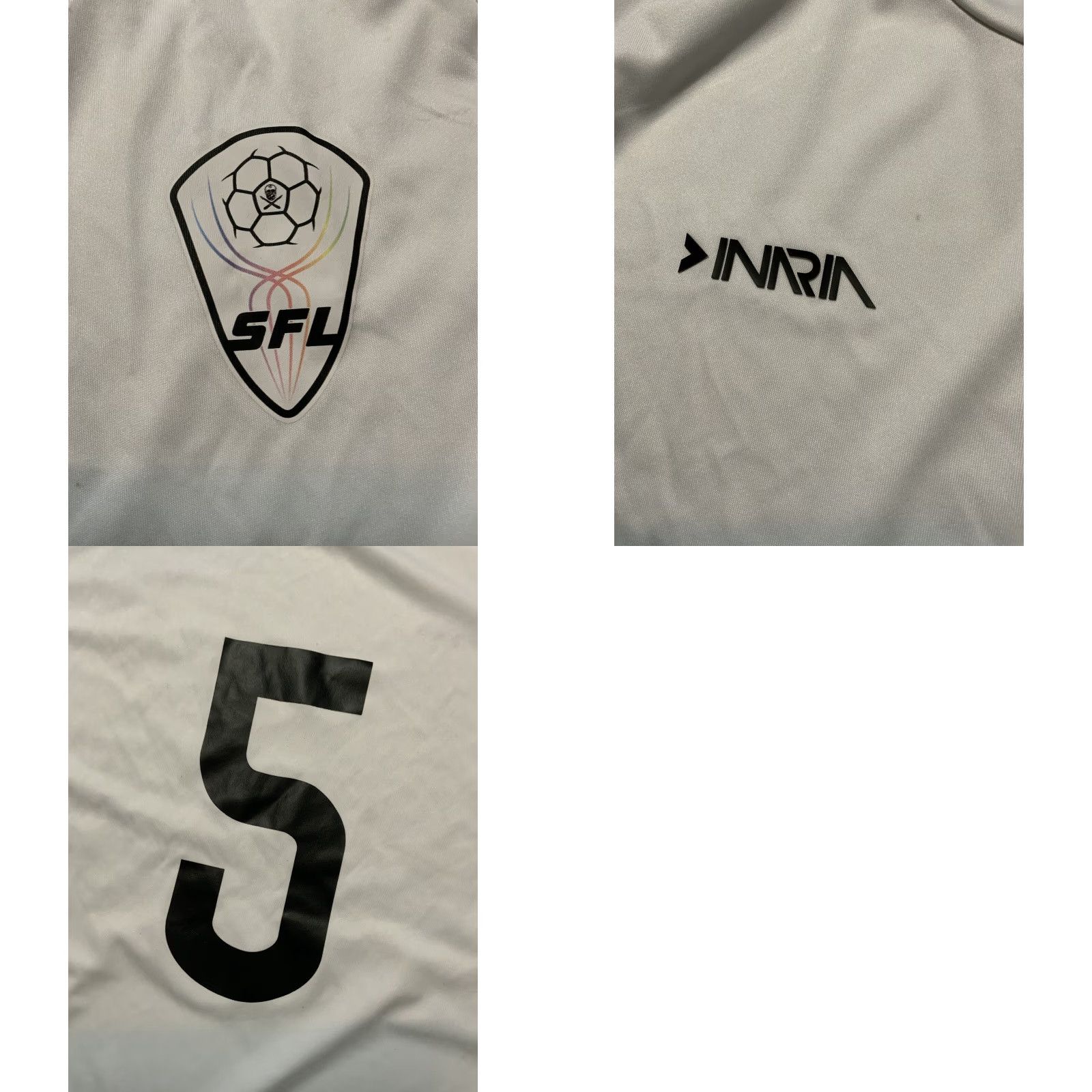 Vintage VINTAGE Inaria The Shoe Surgeon SRGN Studios Football League Soccer White Jersey Sz. M Size US M / EU 48-50 / 2 - 8 Thumbnail