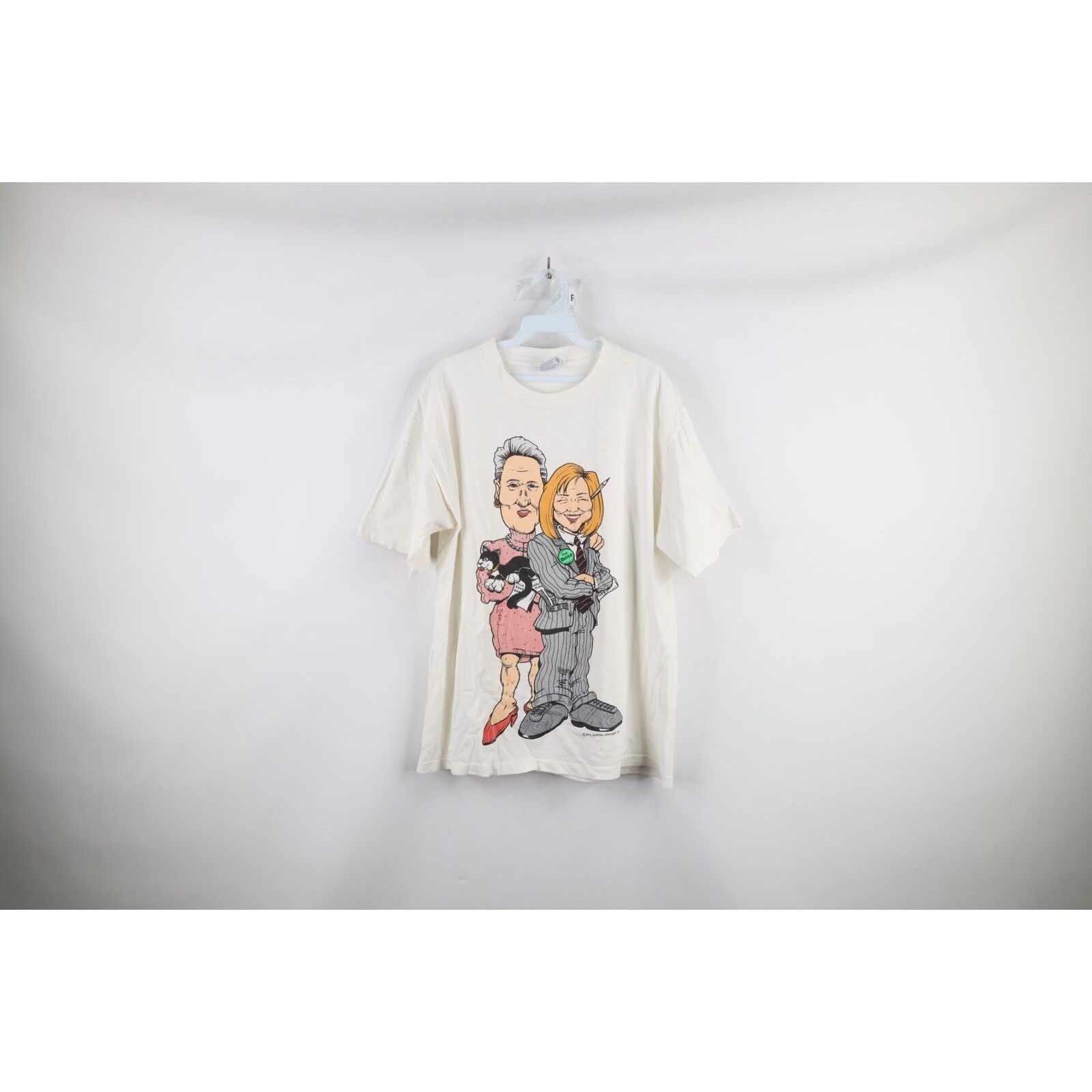 image of Vintage 90's Streetwear Hillary Clinton Bill Clinton T-Shirt in White, Men's (Size XL)