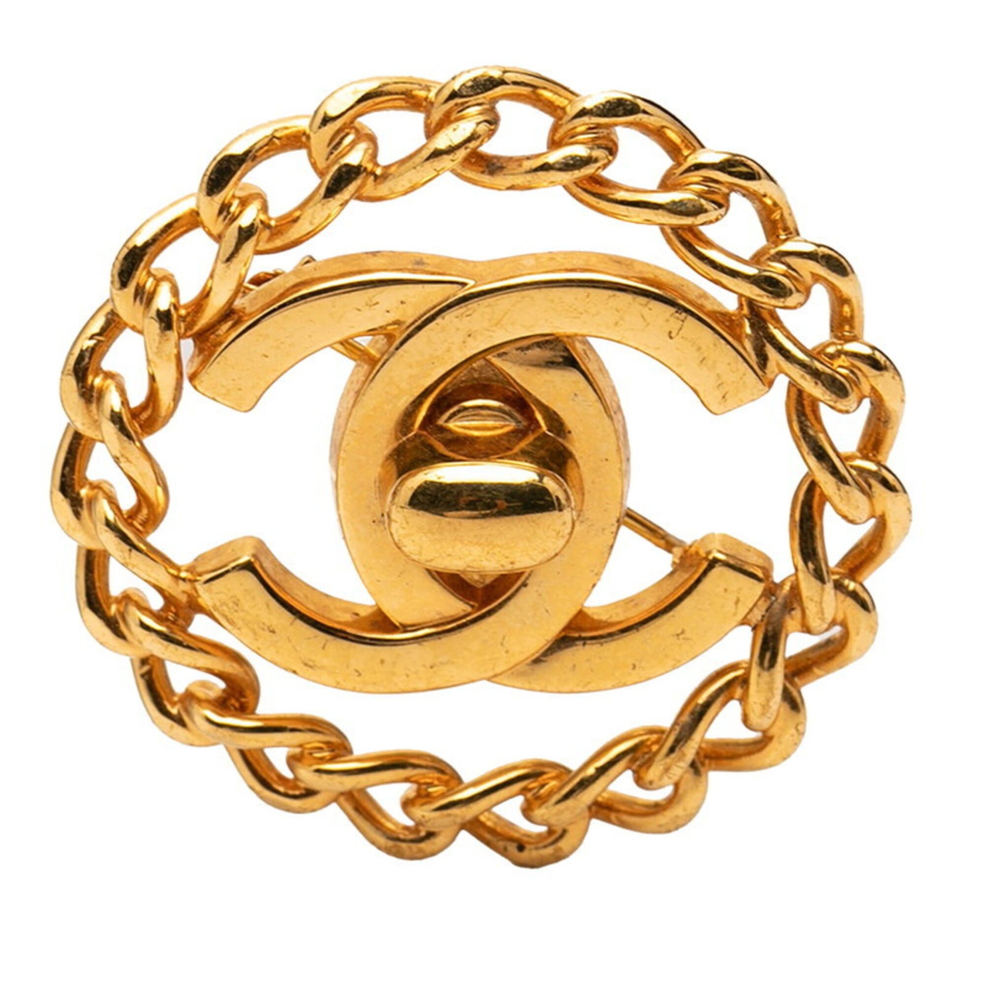 Chanel Chanel Coco Mark Vintage Turnlock Chain Brooch 97A Gold Plated Women's CHANEL Size ONE SIZE - 1 Thumbnail