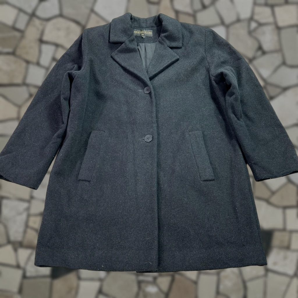 Vintage Kristen Blake Coat Womens Small Black Wool Cashmere Blend Lined Made USA Pockets Mid-Length Button Single-Breasted Overcoat Size S / US 4 / IT 40 - 1 Thumbnail