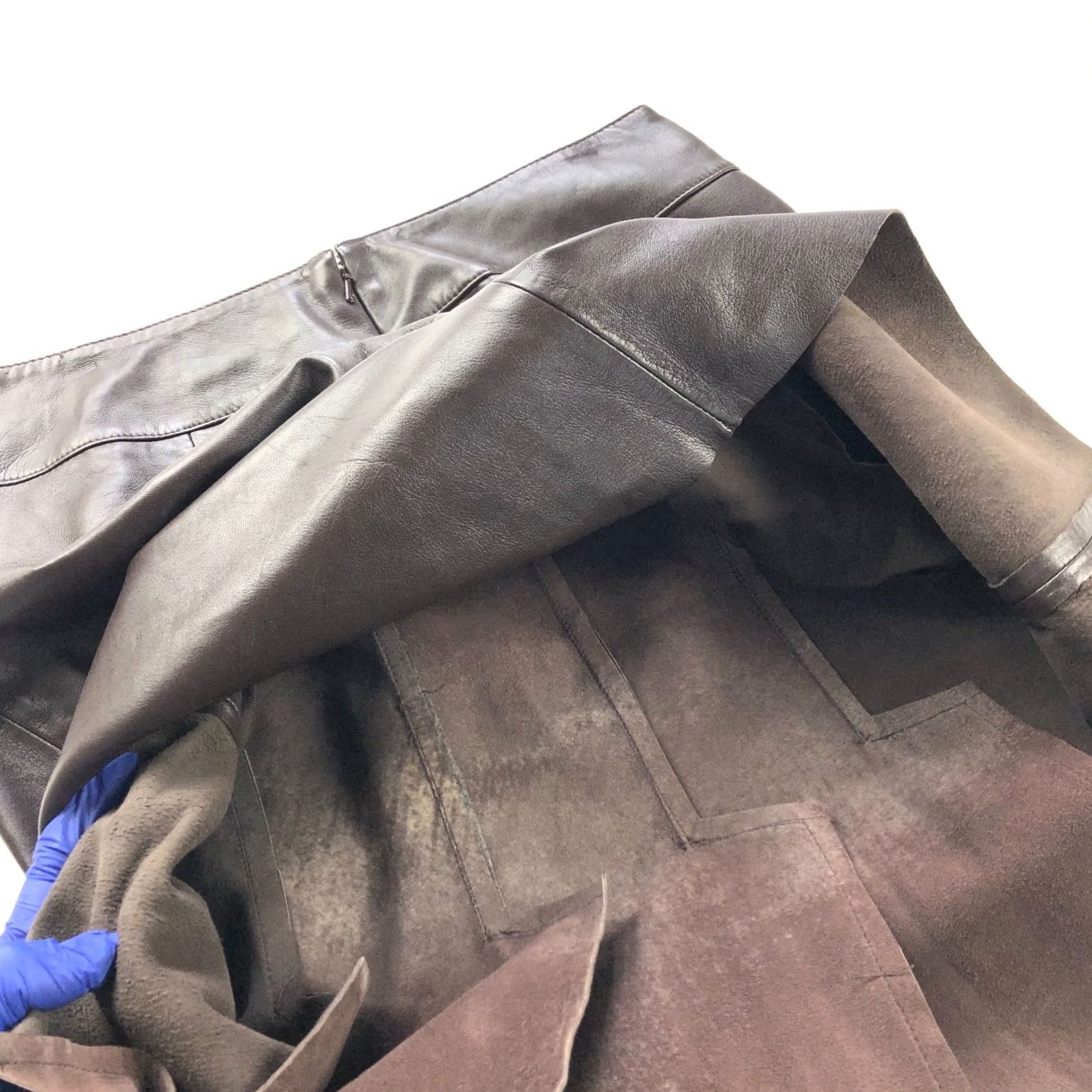 Vintage Cache Mini Skirt Brown 6 Fits 30In 100% Lamb Leather Zip Pleated Lined READ Size 28" / US 6 / IT 42 - 7 Thumbnail