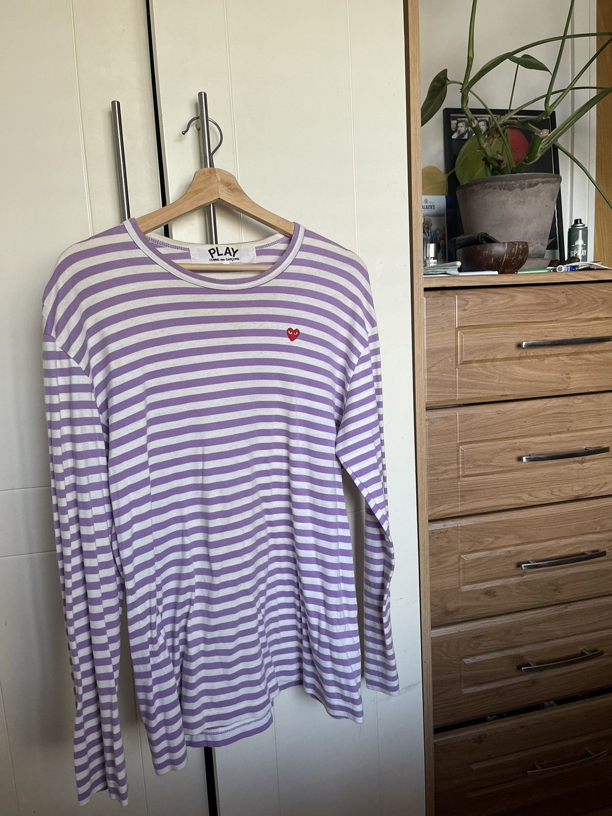 Comme Des Garcons Play CDG play purple stripe long sleeve T shirt Grailed