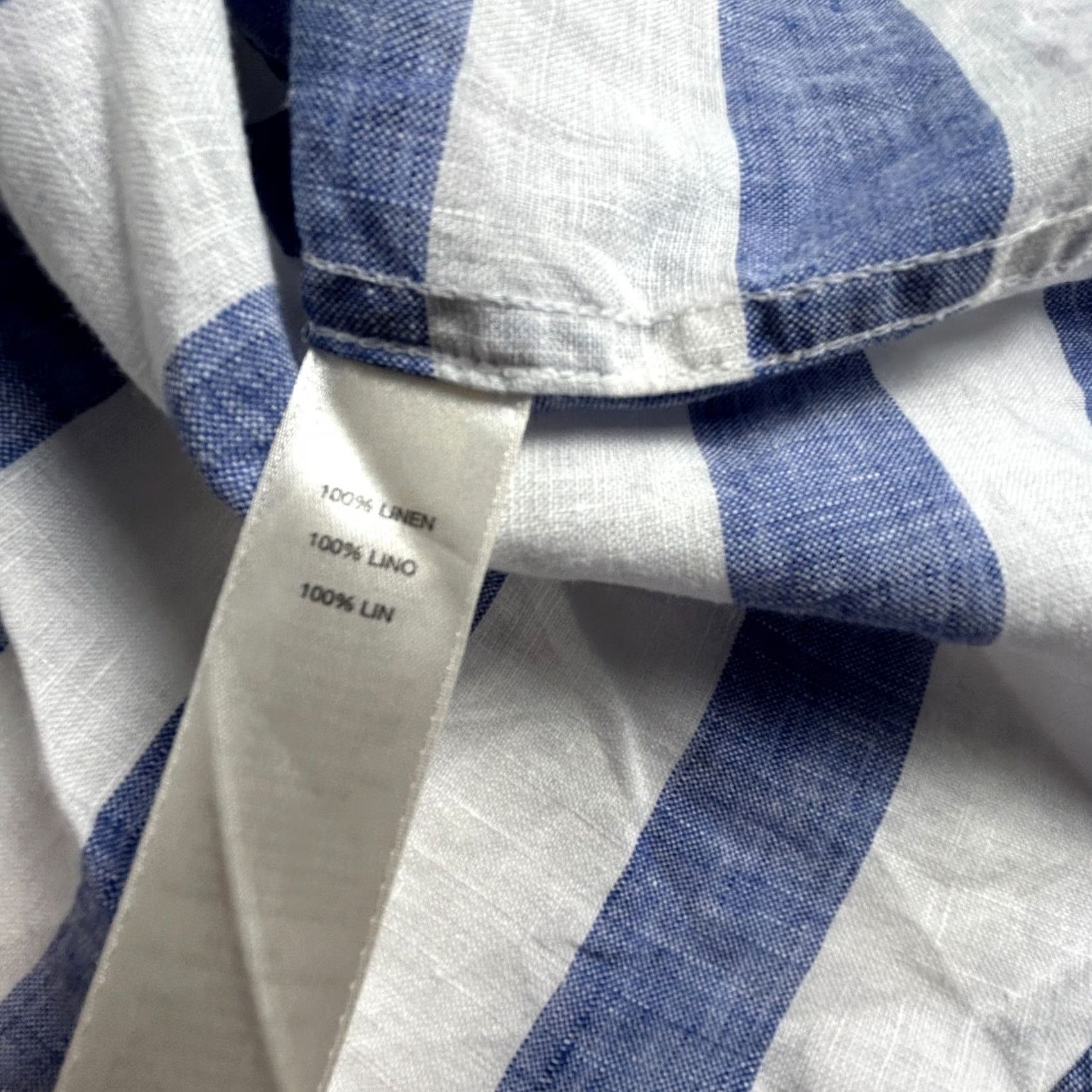 Vintage Chico's Shirt Striped Blue White Button-Down Non Iron Linen 2 XS? Size XS / US 0-2 / IT 36-38 - 4 Thumbnail
