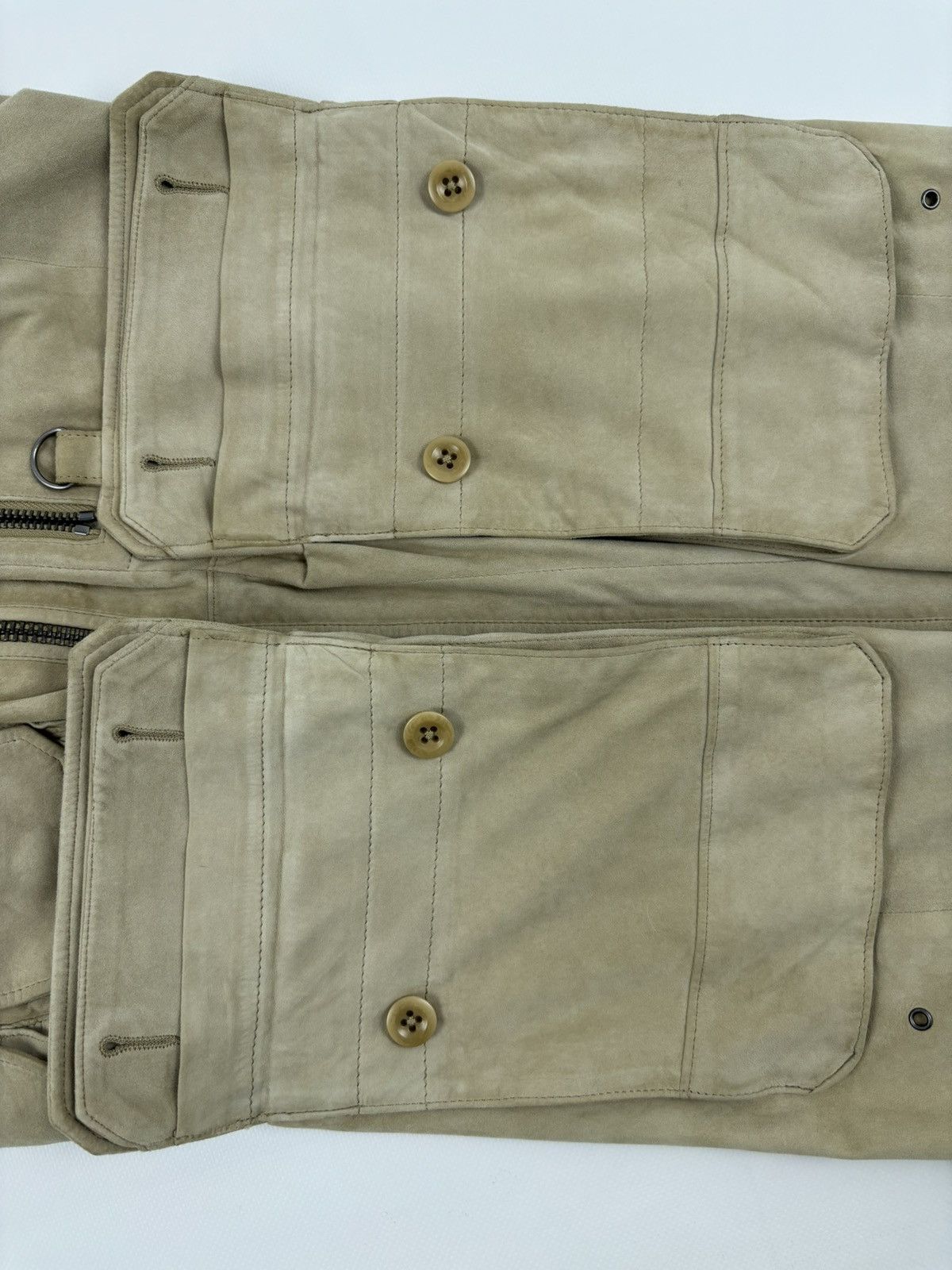 RRL Ralph Lauren × Ralph Lauren × Ralph Lauren Purple Label VTG 90's RALPH LAUREN Suede-Leather Multi-Pocket Zip Gilet Cargo Vest Jacket 2 Size XS / US 0-2 / IT 36-38 - 18 Thumbnail