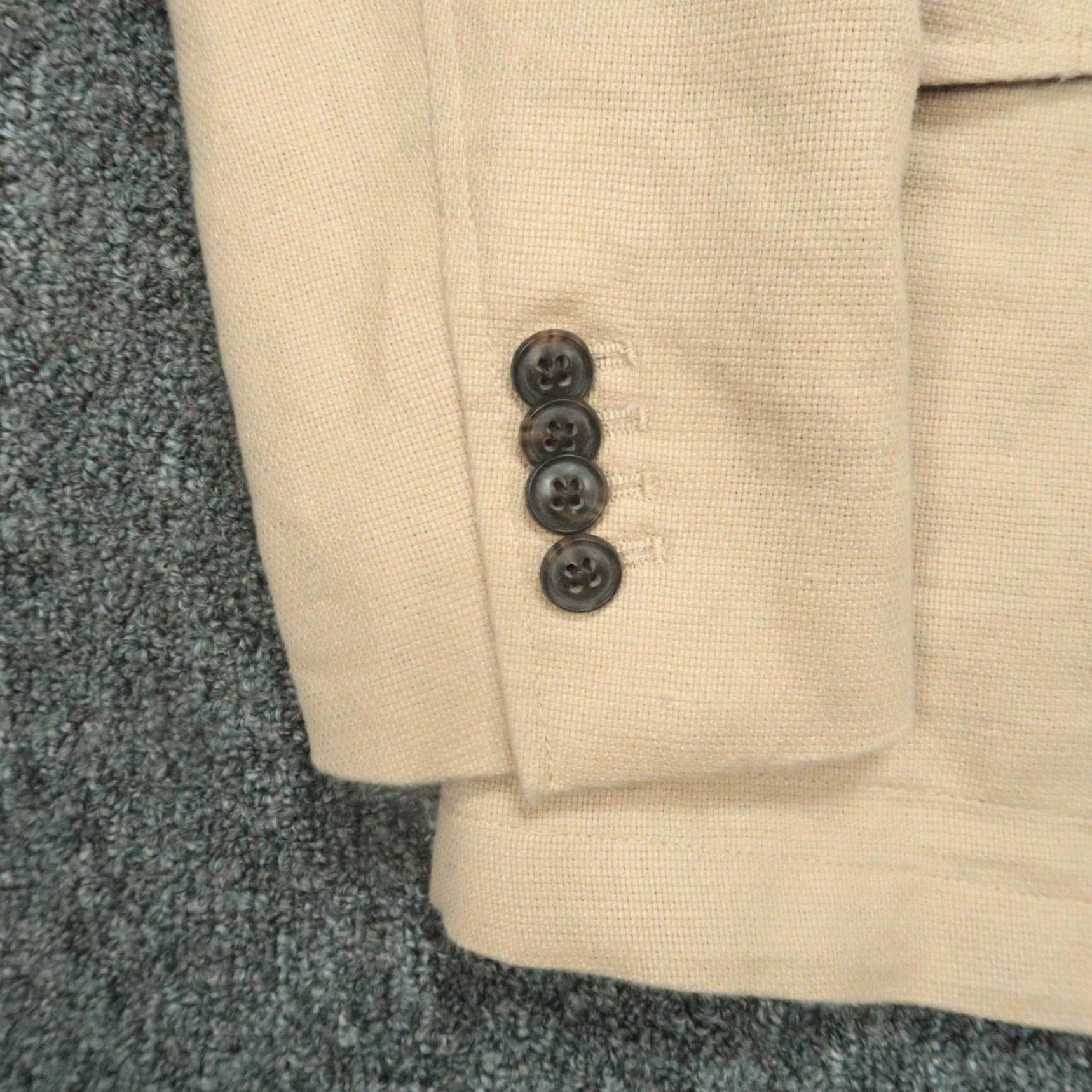 Banana Republic Banana Republic Blazer Men 40R Khaki Tan Cotton Linen Slim Fit Single-Breasted 2 Button Notch 40 in Chest Regular Vintage: No Womens Mens Girls etc Size 40R - 6 Thumbnail