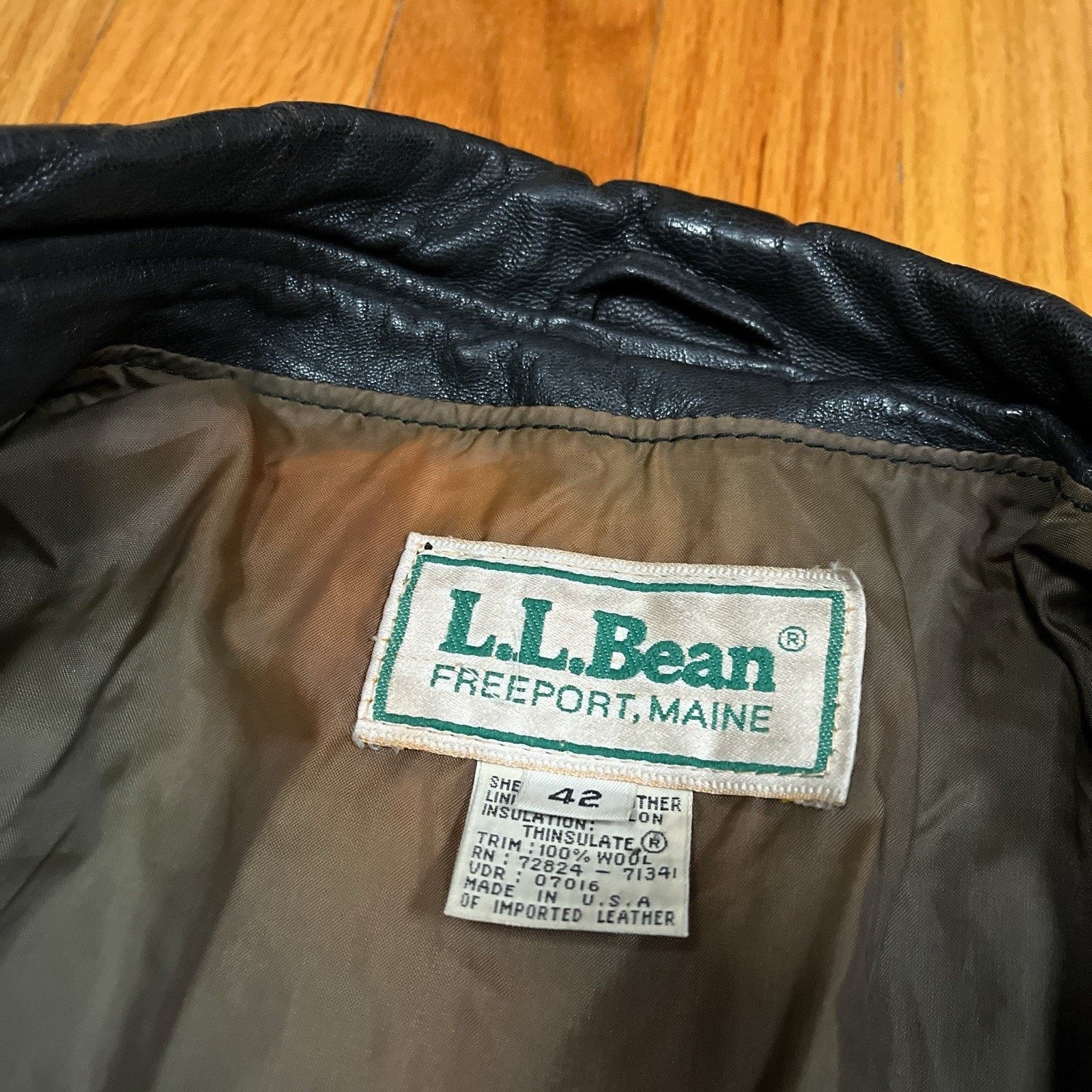 L.L. Bean VTG LL Bean A-2 Flight Bomber Jacket Leather Thinsulate USA Size US L / EU 52-54 / 3 - 3 Thumbnail