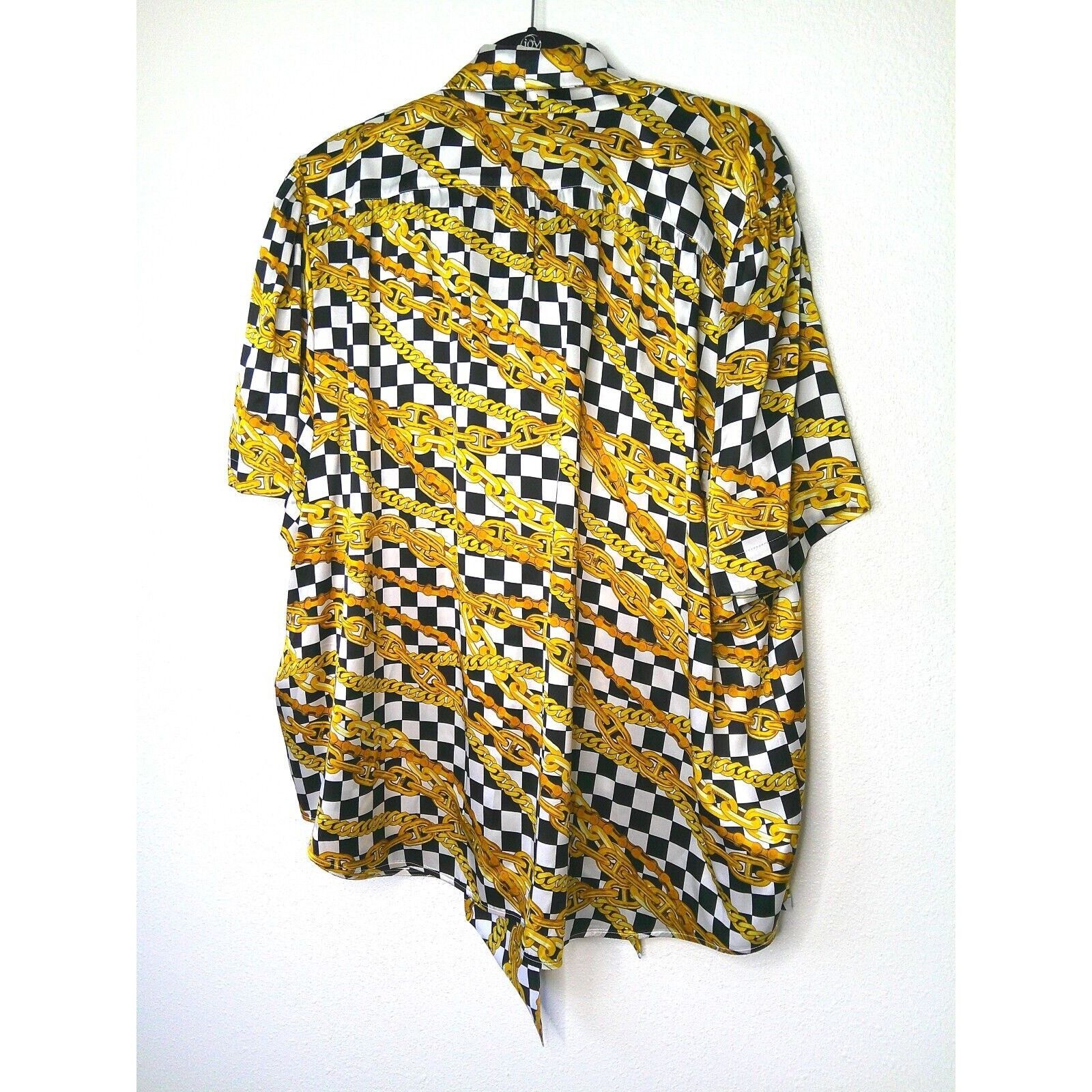 Balenciaga Balenciaga Black Gold Chain Print Short Sleeve Tie Blouse 40 Size S / US 4 / IT 40 - 4 Thumbnail