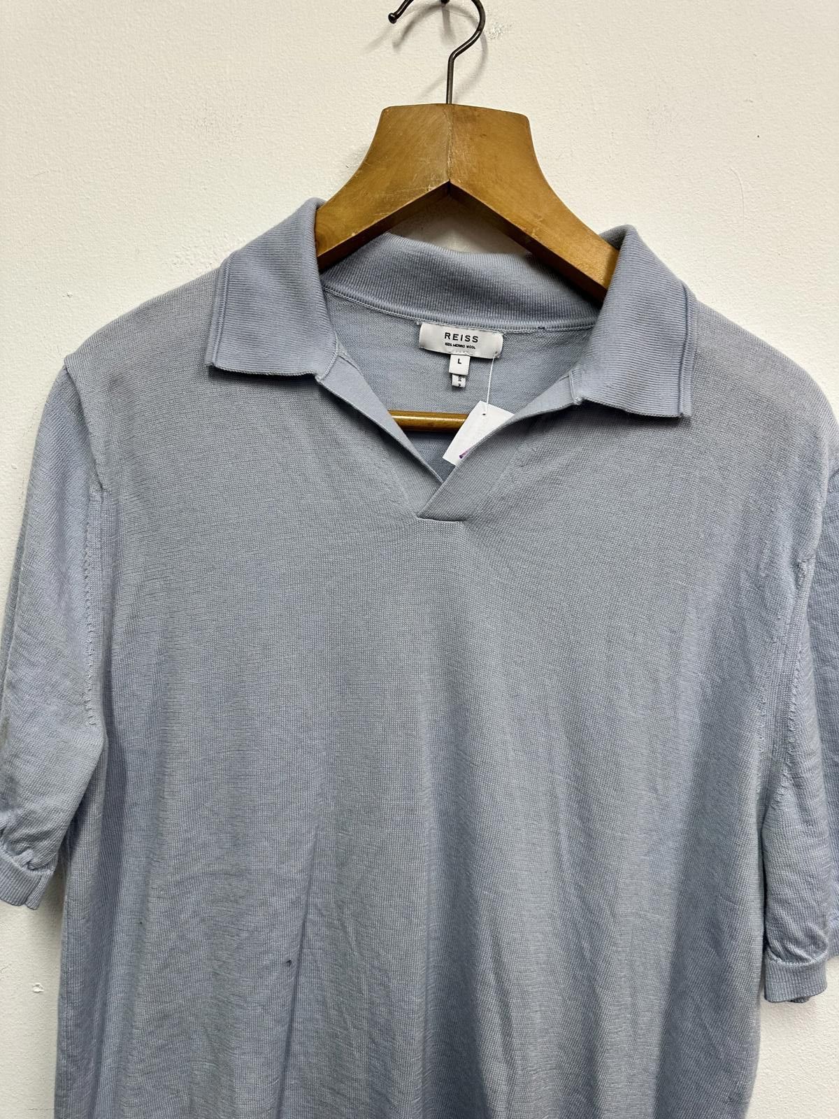 Reiss Reiss Light Blue Merino Wool Polo Shirt Large Size US L / EU 52-54 / 3 - 3 Thumbnail