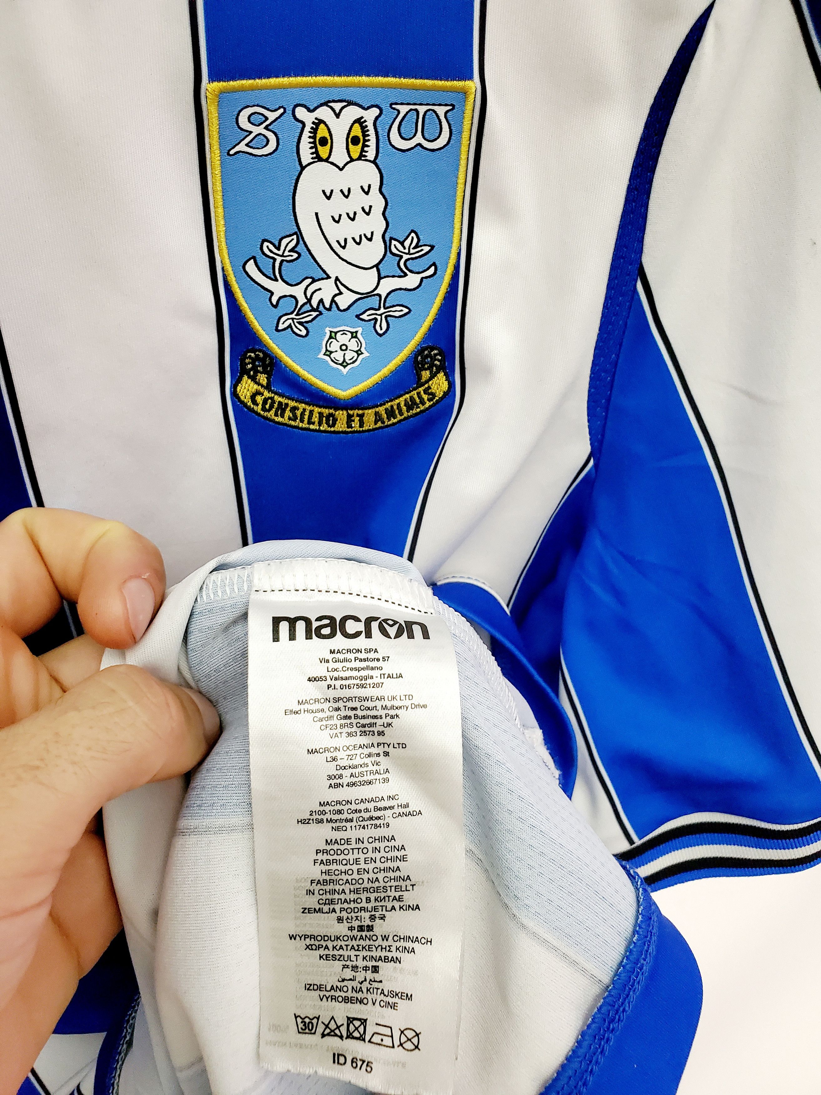 Macron Original Sheffield Wednesday 2022/2023 Home jersey sizeM,L Size US L / EU 52-54 / 3 - 4 Thumbnail