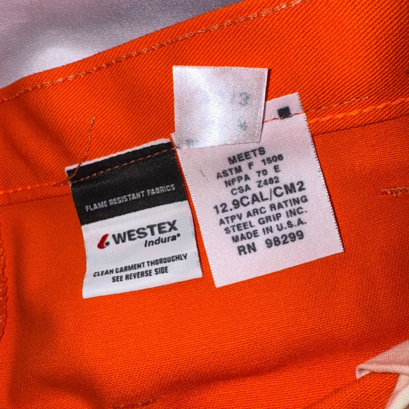 Vintage Steel Grip Westex Indura FR Flame Resistant Orange Welding Work Pants 40x30 Size US 40 / EU 56 - 6 Thumbnail