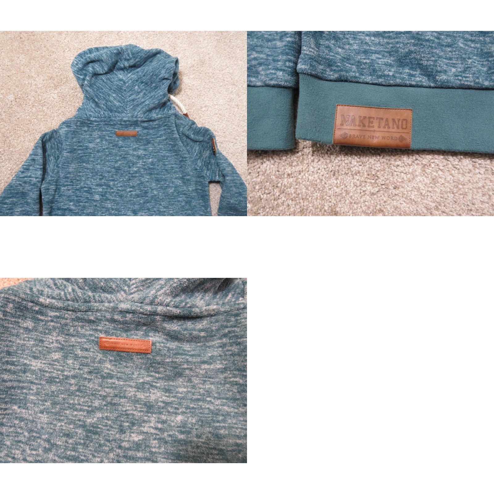 Vintage Naketano Brave New World Women's Long Sleeve Hoodie Pullover Sweatshirt XS Green Cowl Neck Logo Likelihood: Regular Fit, Hooded, Machine Washable Size XS / US 0-2 / IT 36-38 - 9 Thumbnail