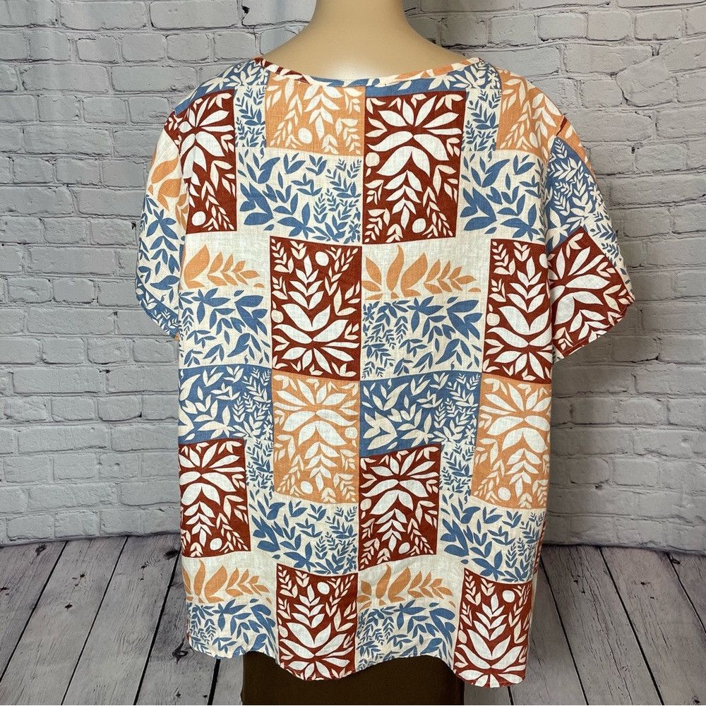 Other NWT New Sigrid Olsen Linen Patchwork Short Sleeve Top Size Size XXL / US 16-18 / IT 52-54 - 5 Thumbnail