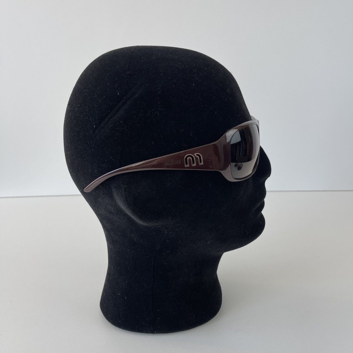 Miu Miu MIU MIU Womenʼs Designer Logo Sunglasses Wrap Brown SMUO8H Size ONE SIZE - 4 Thumbnail
