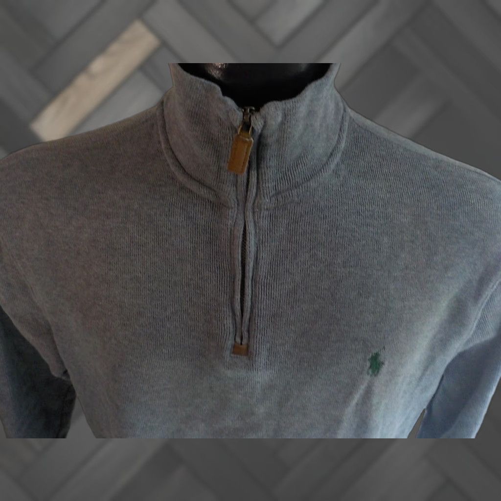 Polo Ralph Lauren POLO RALPH LAUREN 1/4 Zip Pullover 100% Cotton Gray LS Men Small Mock Neck Polo Shirt Size US S / EU 44-46 / 1 - 1 Thumbnail