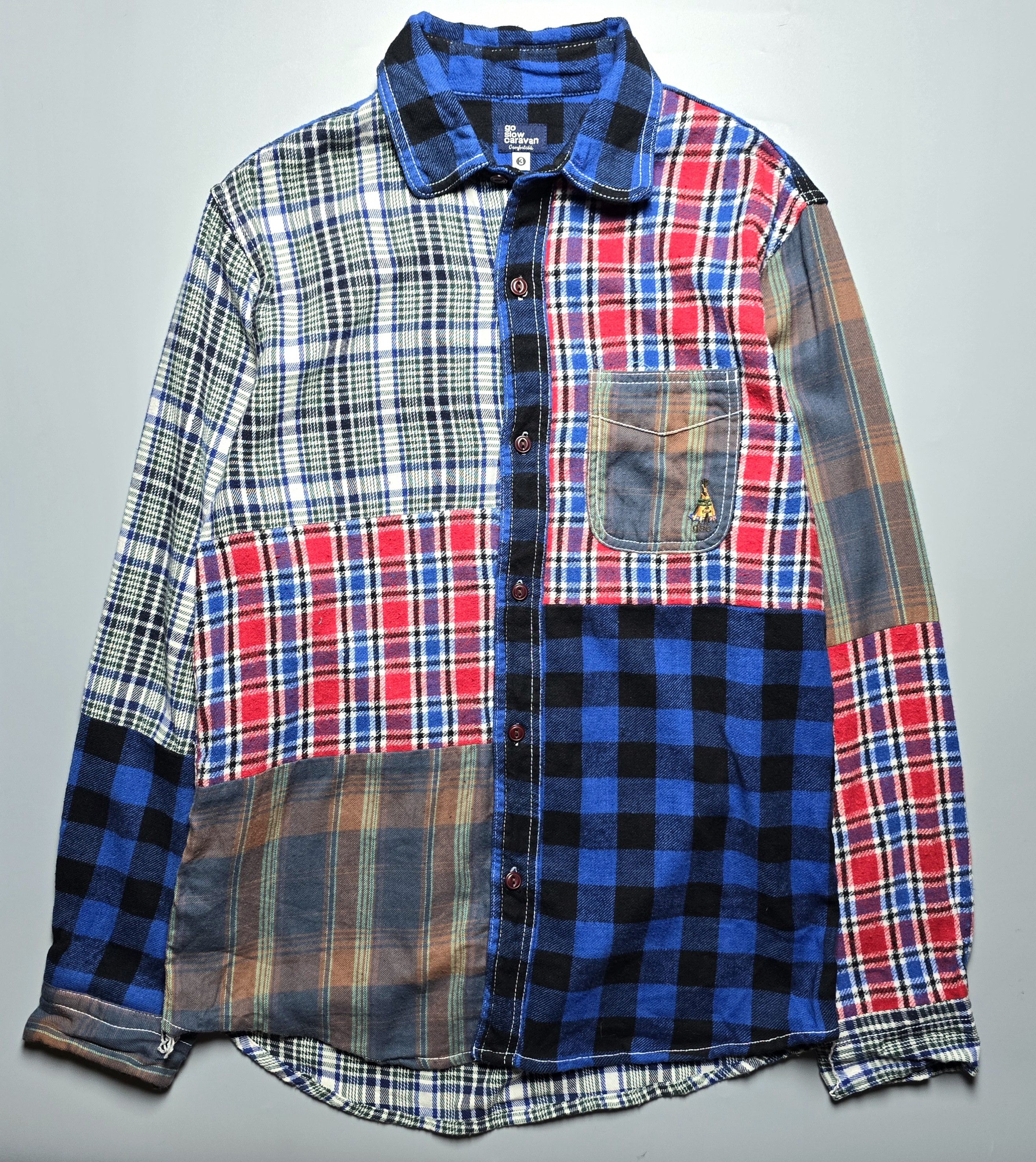 image of Go Slow Caravan - 4-Part Crazy Check Patchwork Flannel, Men's (Size Medium)