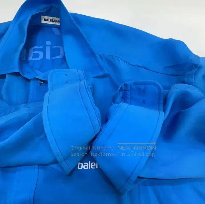 Balenciaga Balenciaga Blue Long Sleeve Shirt with Logo. Size US S / EU 44-46 / 1 - 3 Thumbnail