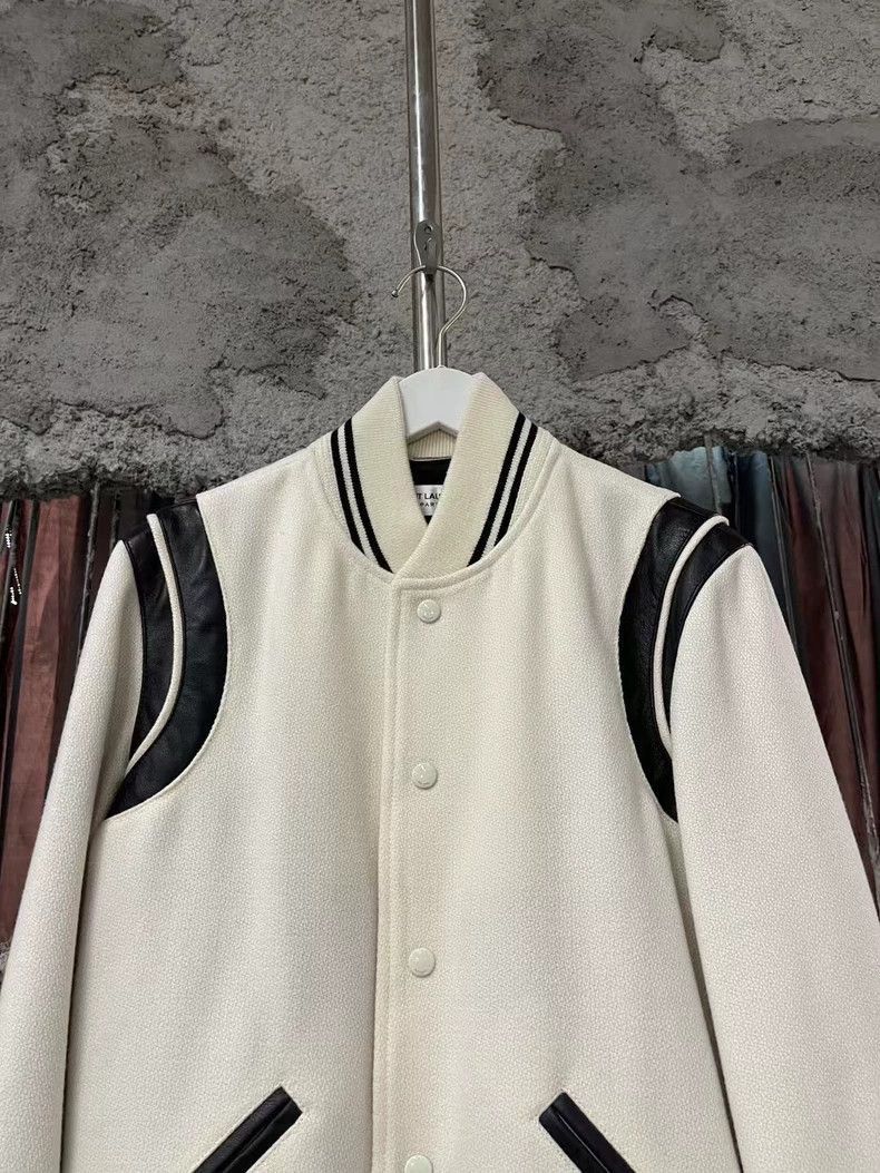 Saint Laurent Paris Saint Laurent Paris White Baseball Jacket-2505 Size US XL / EU 56 / 4 - 3 Thumbnail