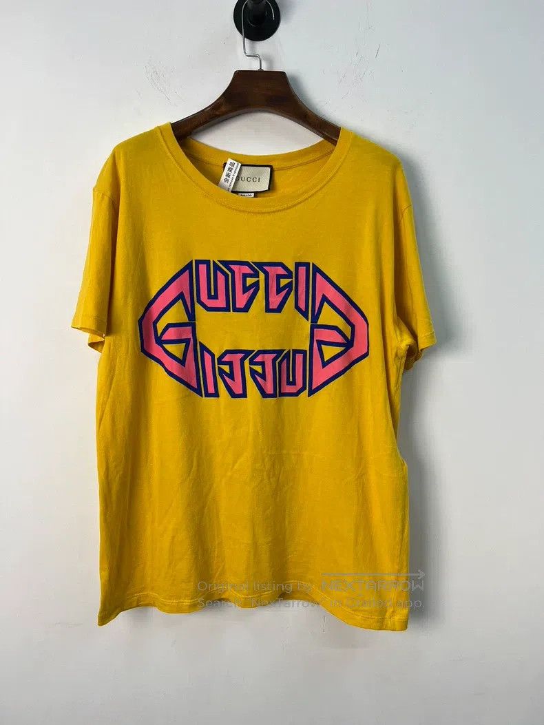 Gucci Gucci Yellow mirror logo short-sleeved T-shirt Size US S / EU 44-46 / 1 - 1 Thumbnail