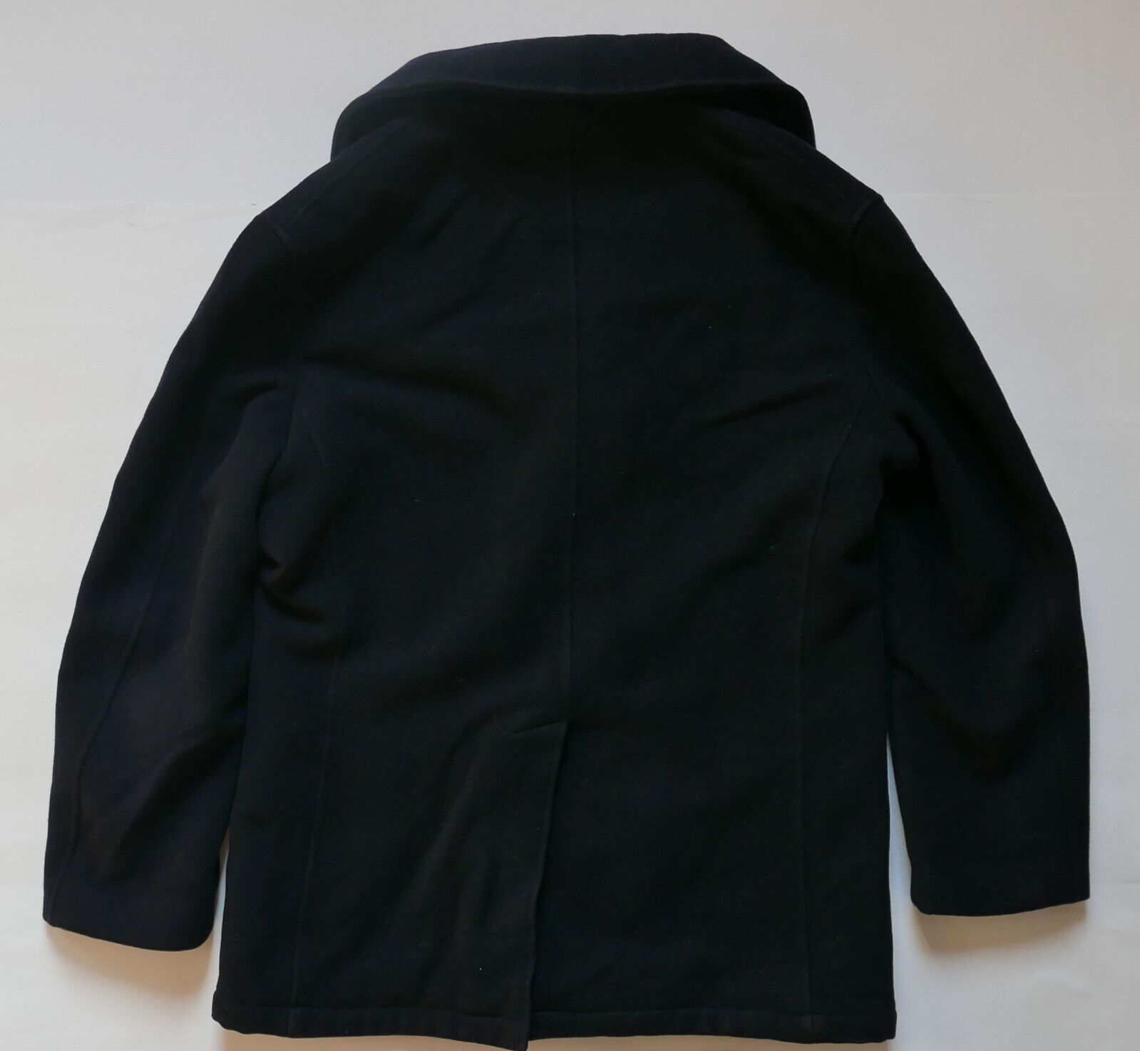 Polo Ralph Lauren Pea Coat Jacket Black Tartan Wool 48