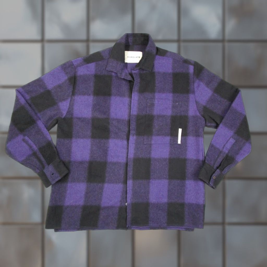 Vintage Corelate Shacket Mens Small Purple Black Plaid Wool Blend Shacket Made Italy Shirt Jacket Casual Fall Winter Buttons Pockets Wool-Blend Size US S / EU 44-46 / 1 - 1 Thumbnail