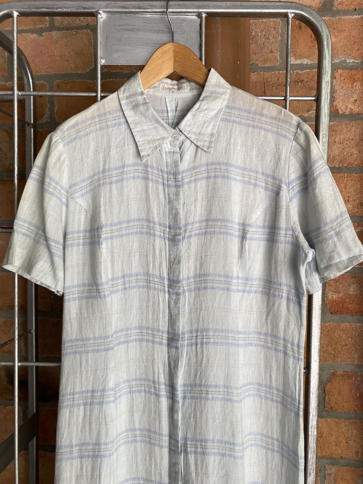 Burberry Burberry Light Blue Checkered Dress Size S / US 4 / IT 40 - 14 Thumbnail
