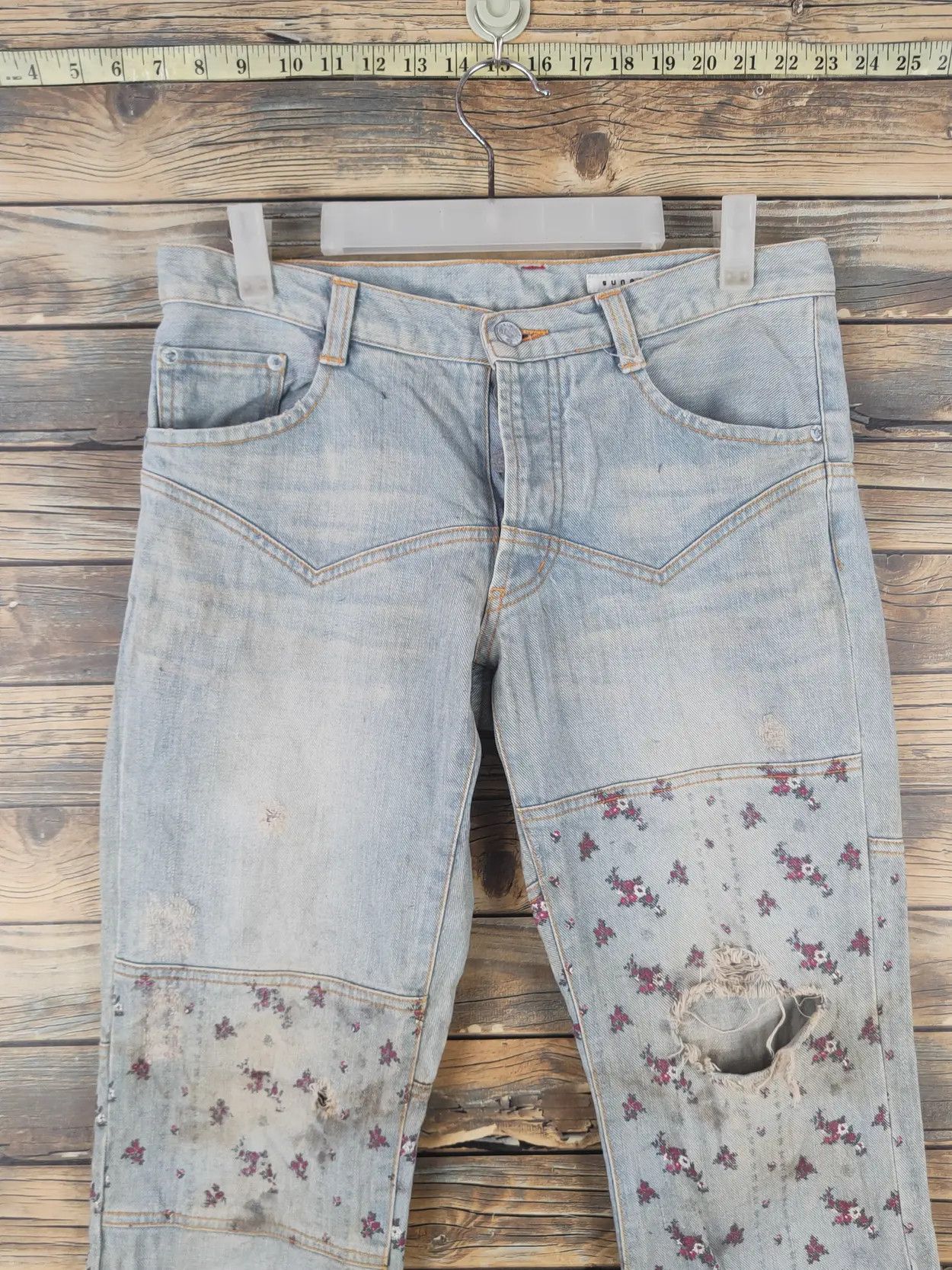 Issey Miyake Sunao Kuwahara japan Patchwork ripped denim pants #46-205xT Size US 30 / EU 46 - 14 Thumbnail