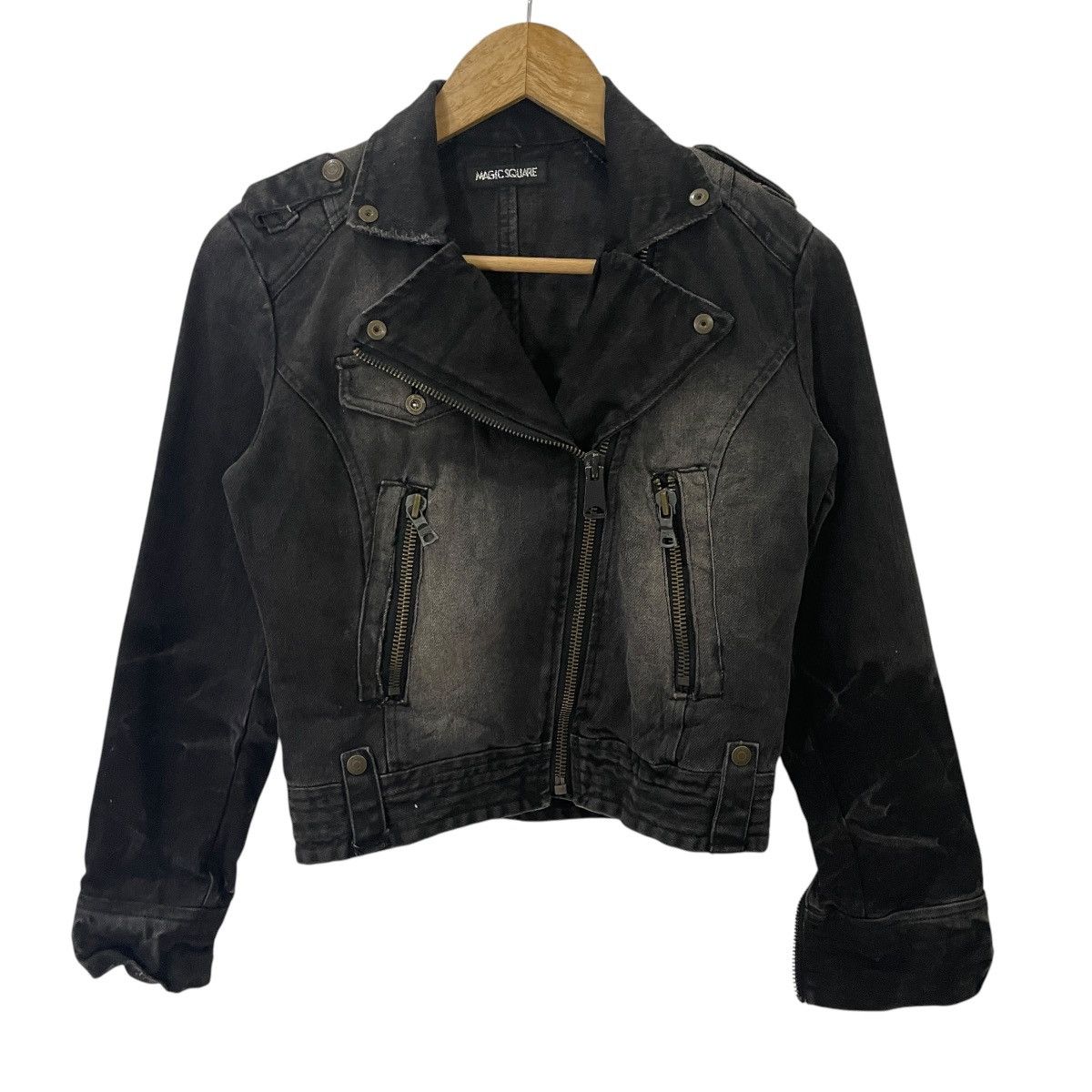Other Vintage Y2k Magic Square Bikers Denim Jacket Size M / US 6-8 / IT 42-44 - 1 Thumbnail