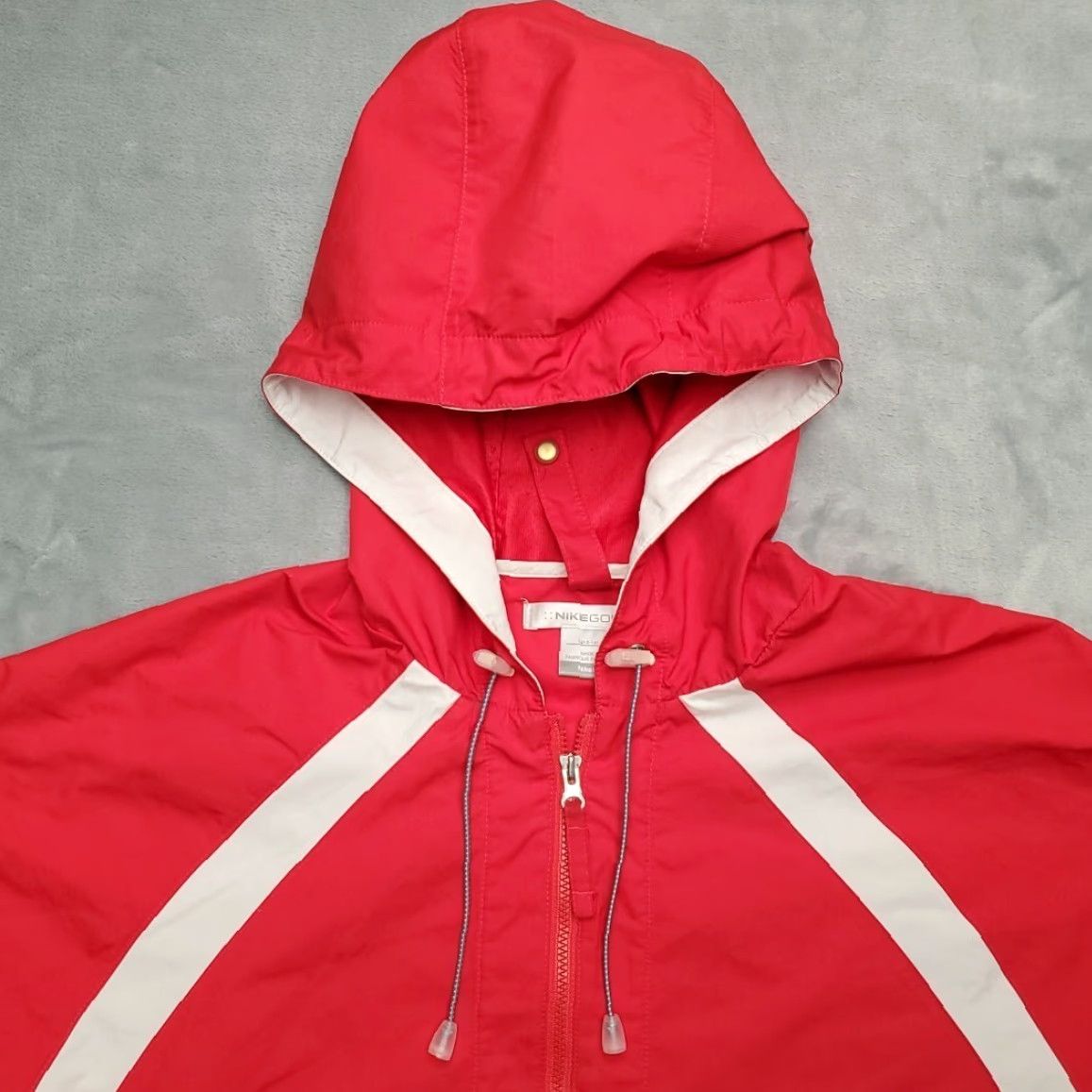Nike VTG Nike Golf Jacket Womens L Red White Hooded Windbreaker Size L / US 10 / IT 46 - 3 Thumbnail