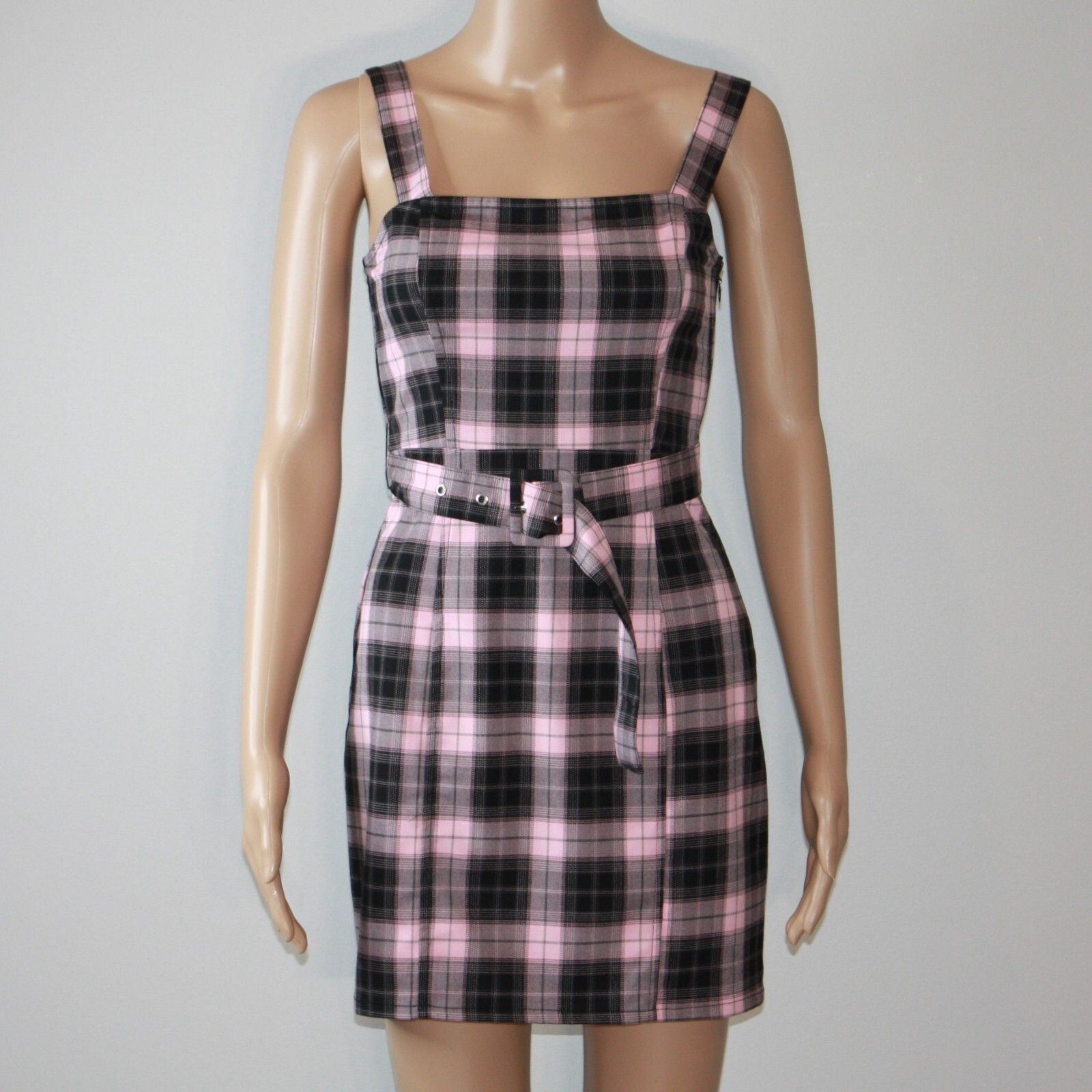Pink & Black Plaid Fitted Overall Dress in size XS NWT -  wpequipmentugltd.com