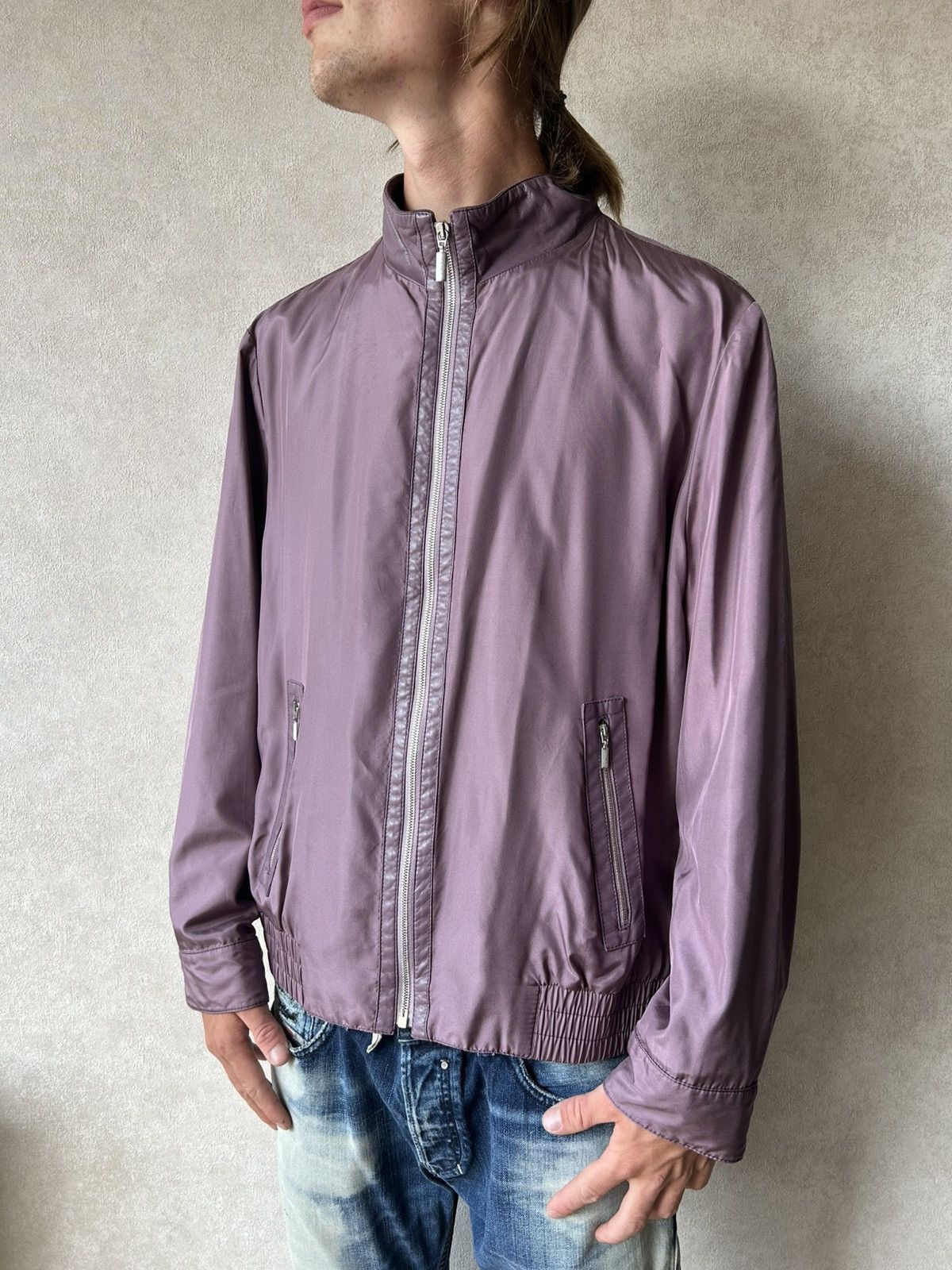 Brioni Brioni Lightweight 100% Silk Blend Zip Jacket Purple Size US XL / EU 56 / 4 - 1 Thumbnail