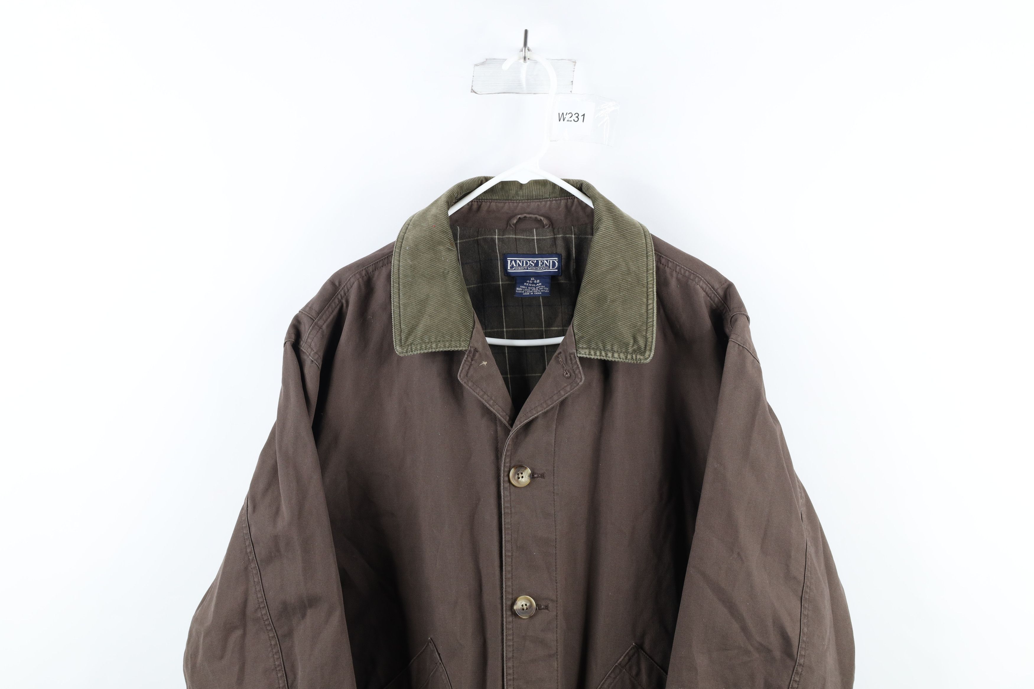 Lands' End × Vintage Vintage 90s Lands End Flannel Lined Chore Barn Jacket Brown Size US XL / EU 56 / 4 - 2 Thumbnail